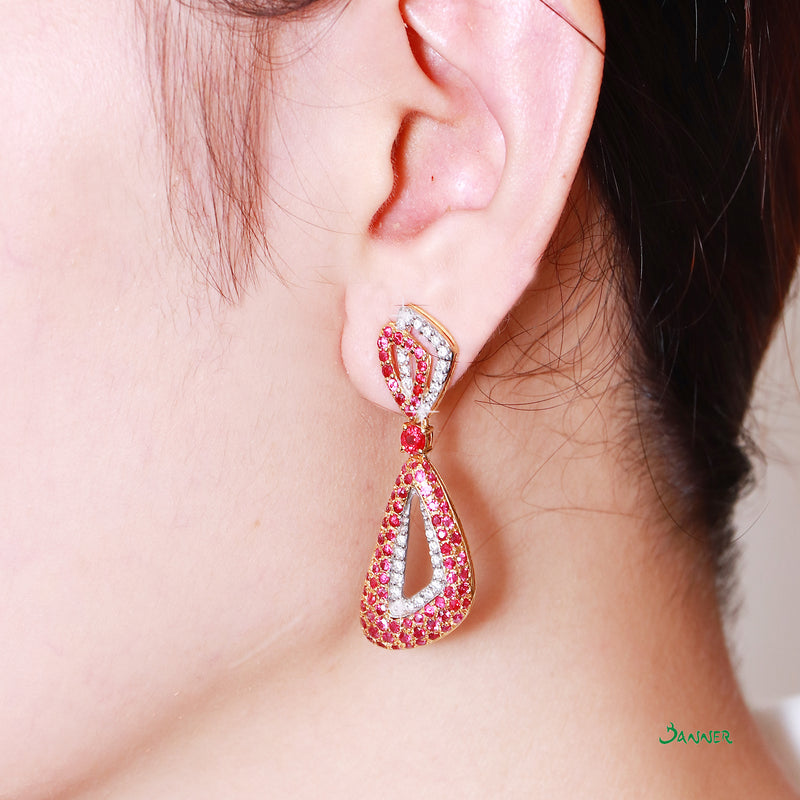 Ruby and Diamond Taung-Pan Earrings