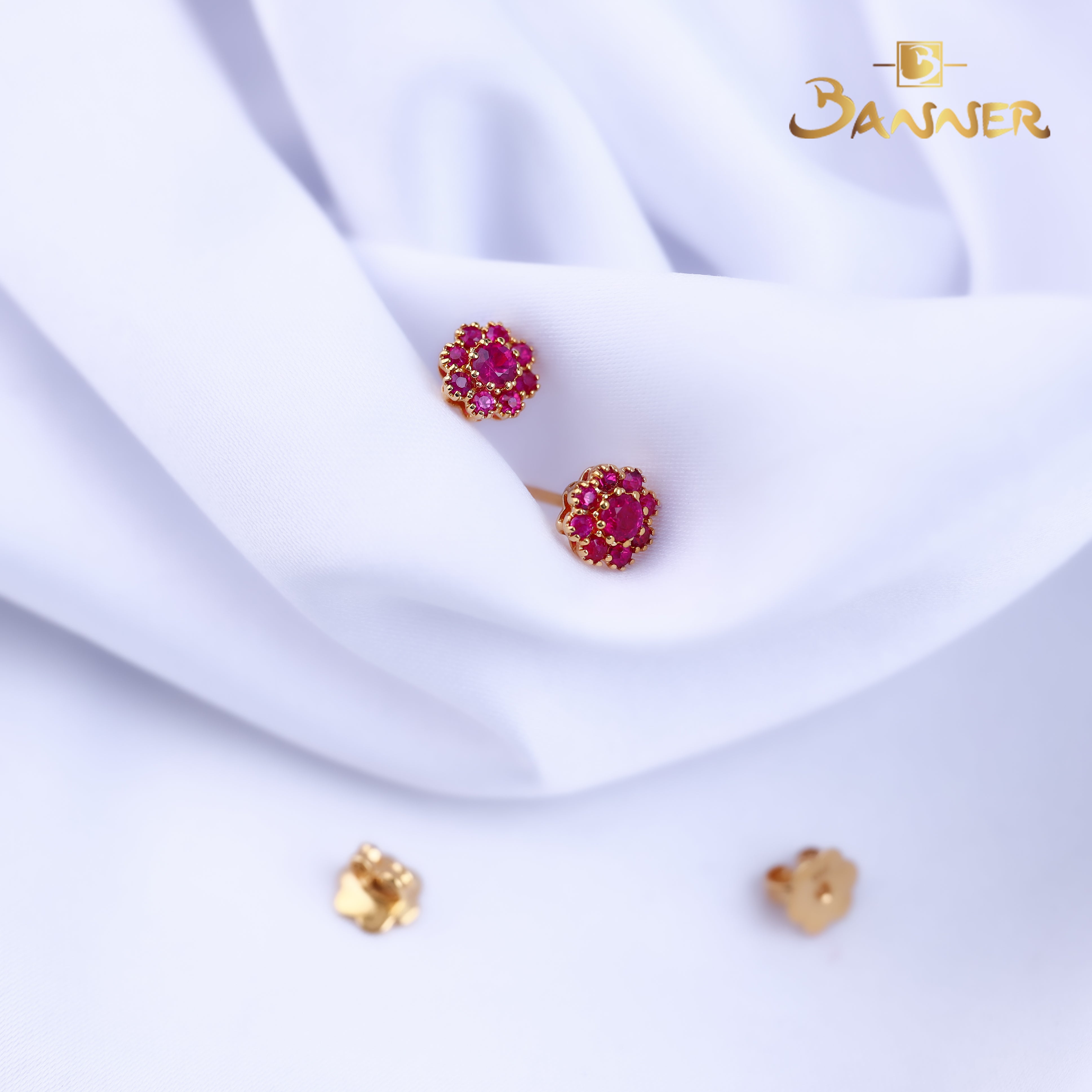 Ruby Flower Earrings