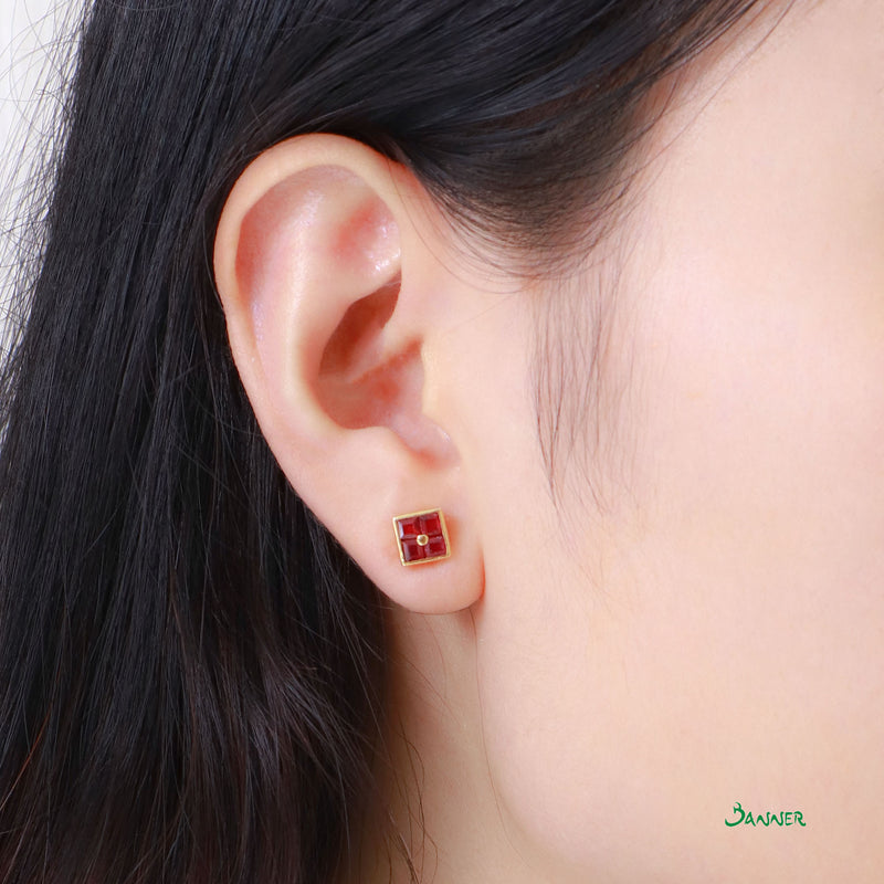 Ruby Emerald-cut Earrings