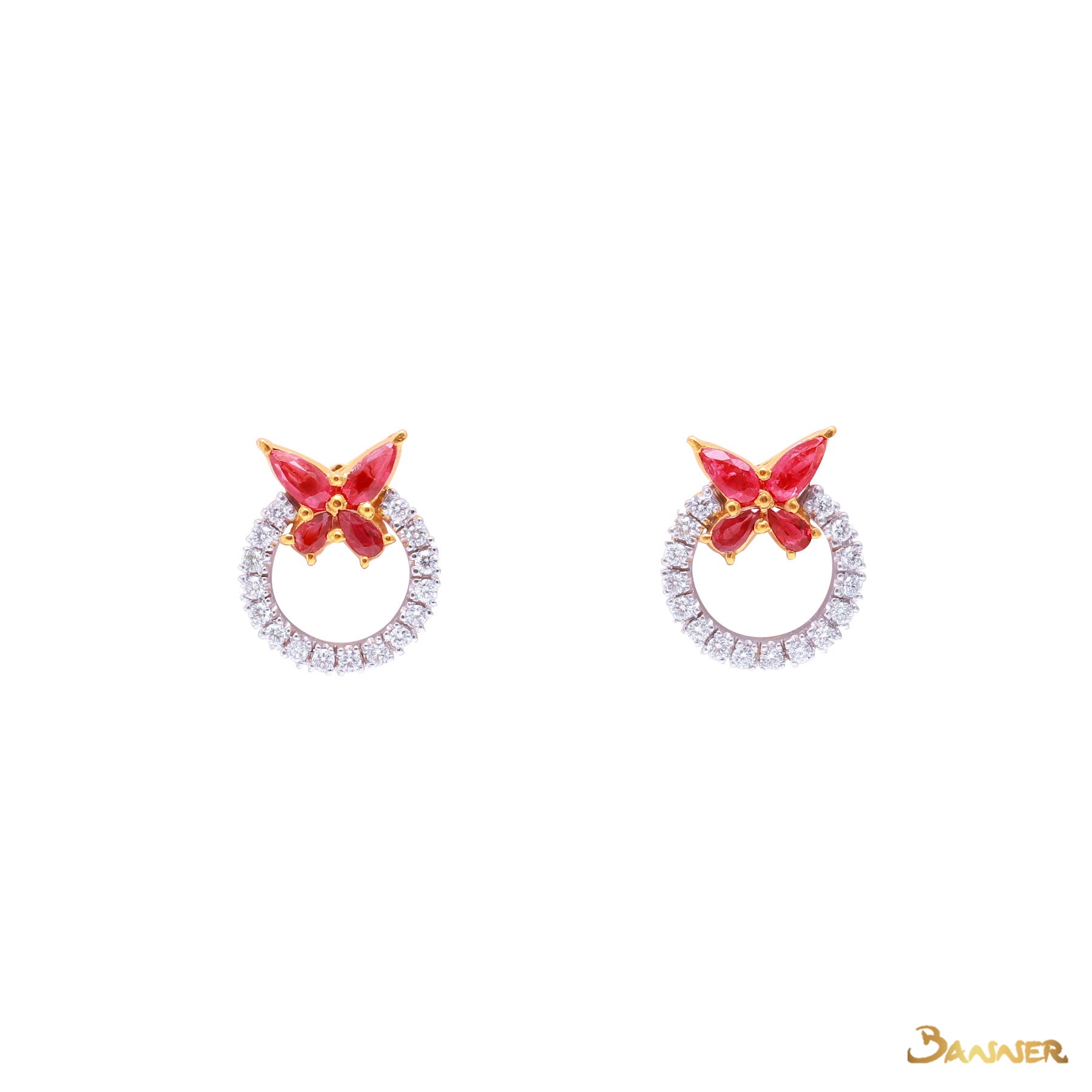 Ruby and Diamond Butterfly Earrings