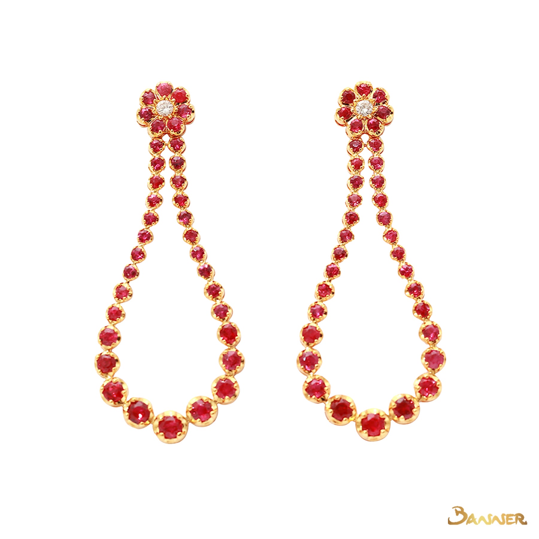 Ruby and Diamond Bell Earrings