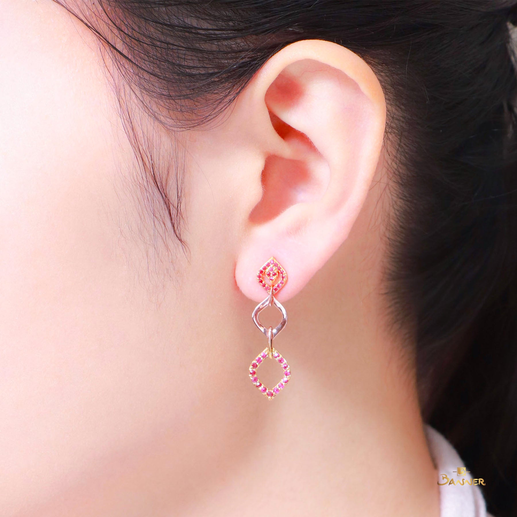 Ruby and Rose Gold Kanote Earrings