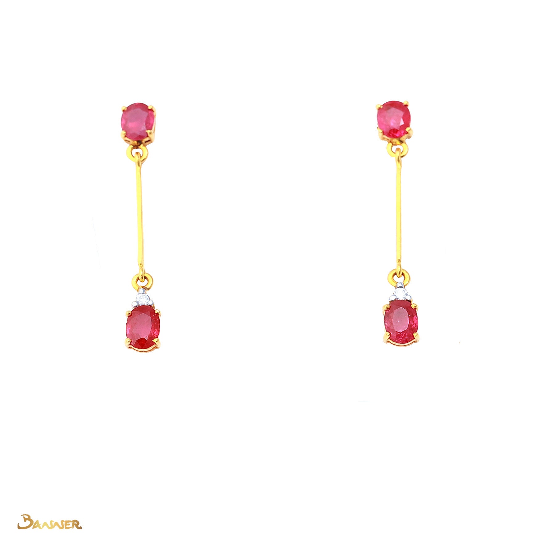 Ruby and Diamond 2-step Earrings