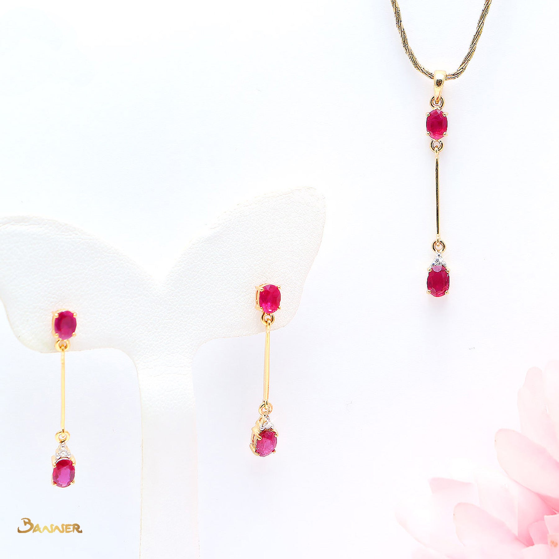 Ruby and Diamond 2-step Earrings