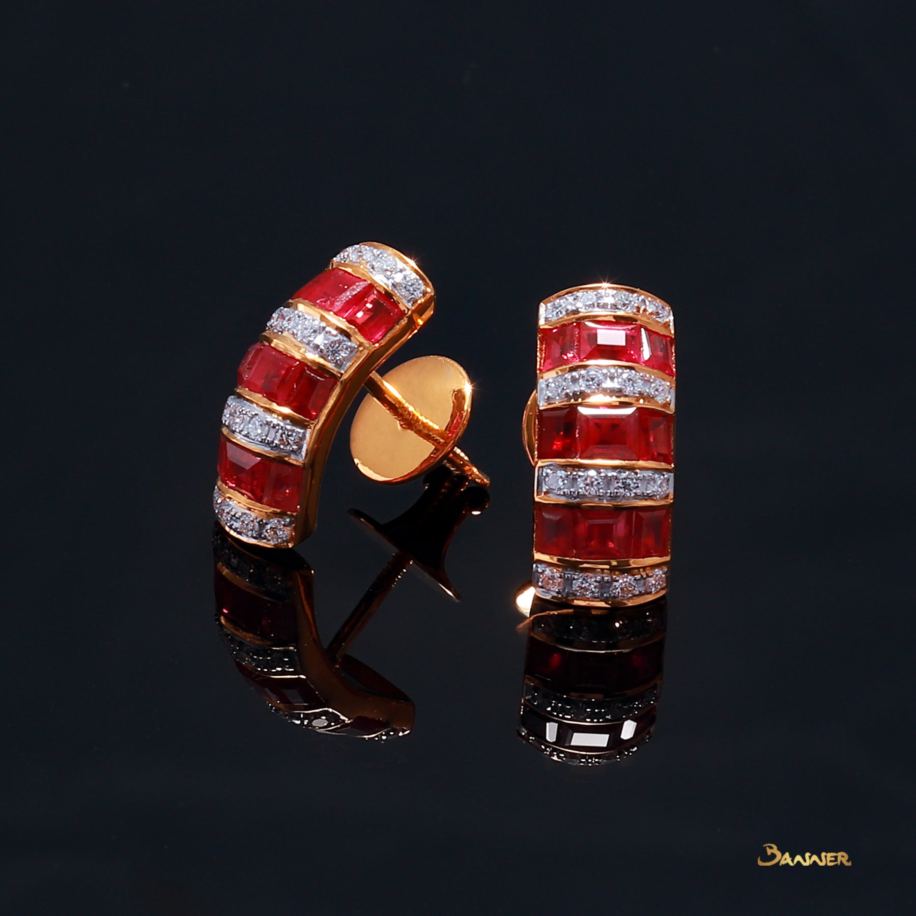 Ruby and Diamond Wasit Earrings