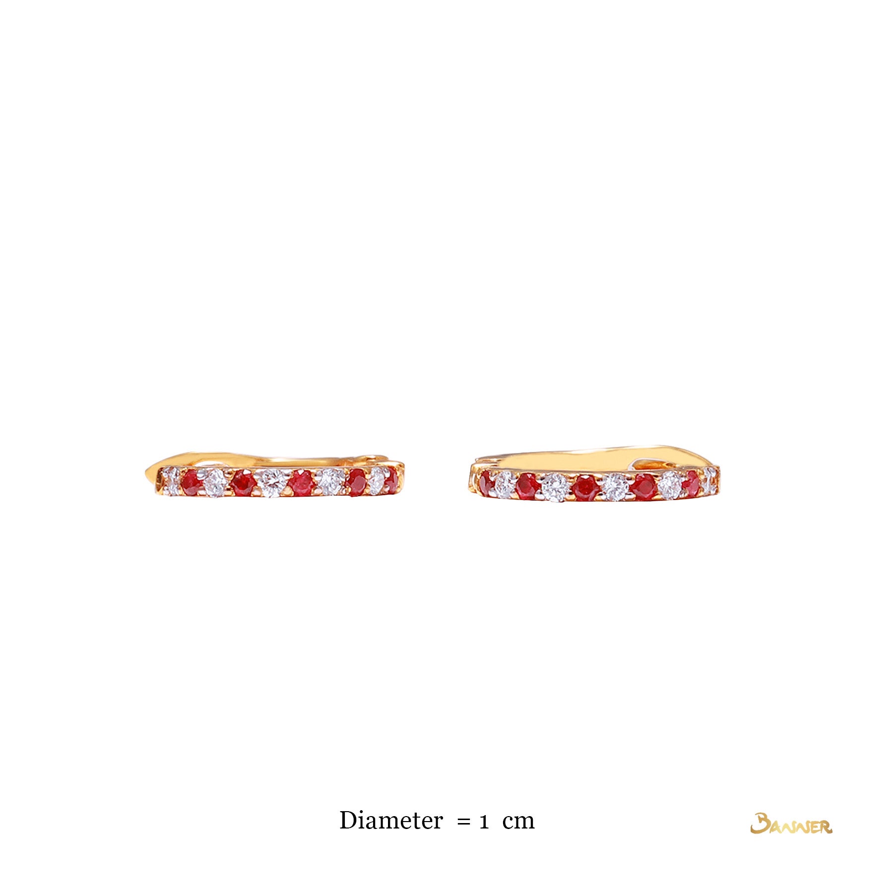 Ruby and Diamond Petite Huggie Earrings