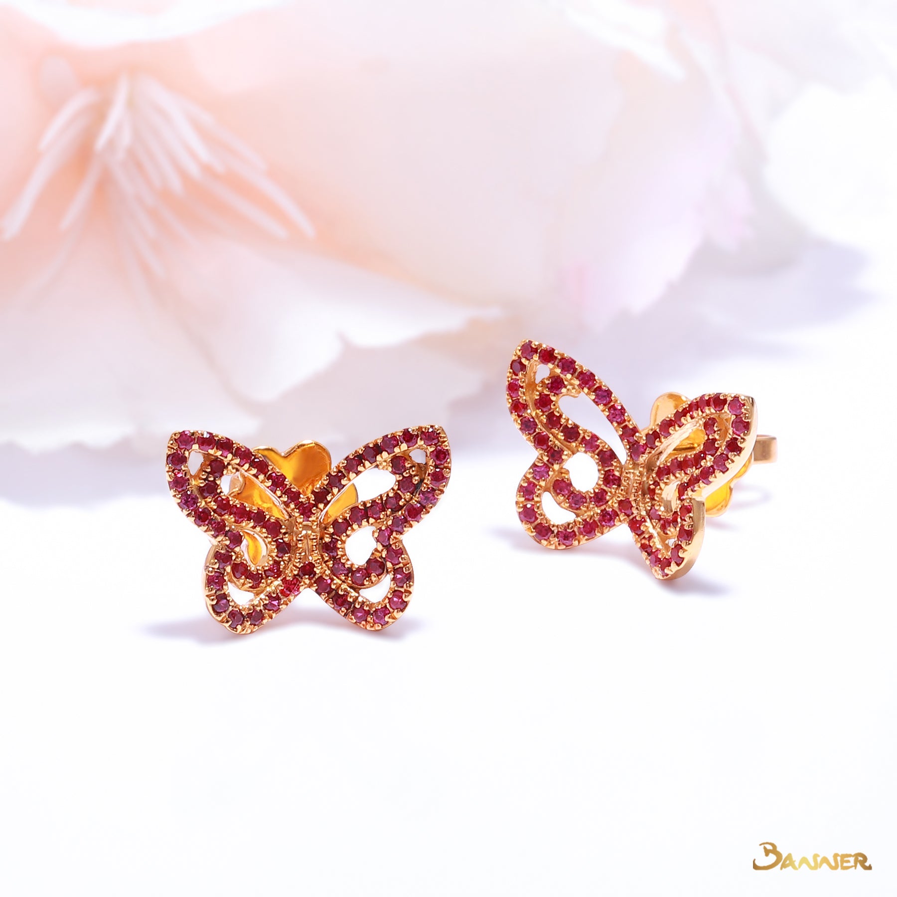 Ruby Butterfly Earrings