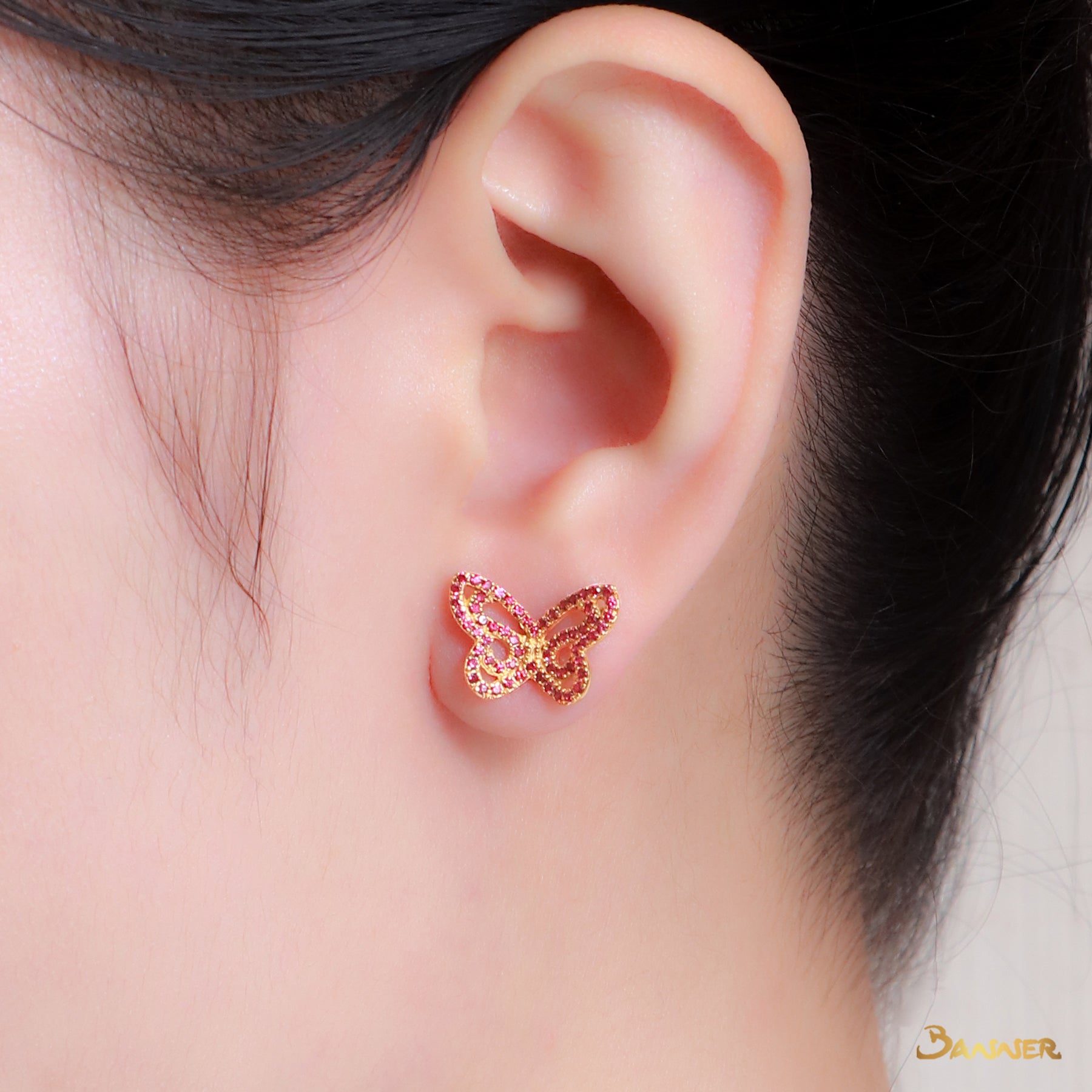 Ruby Butterfly Earrings