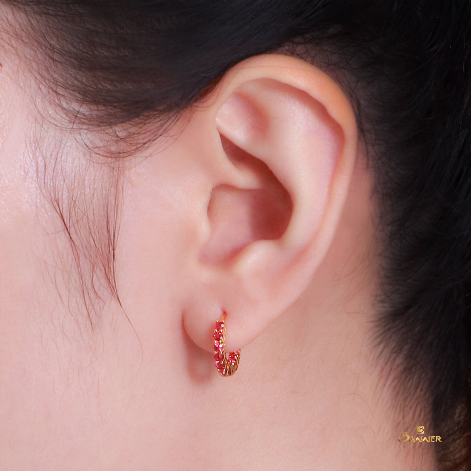 Ruby Huggie Earrings