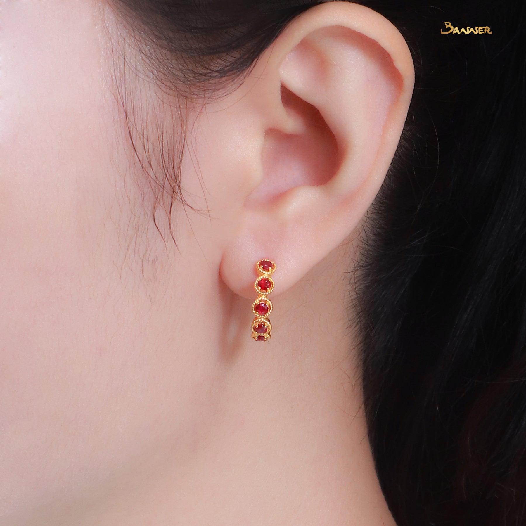 Ruby Huggie Earrings