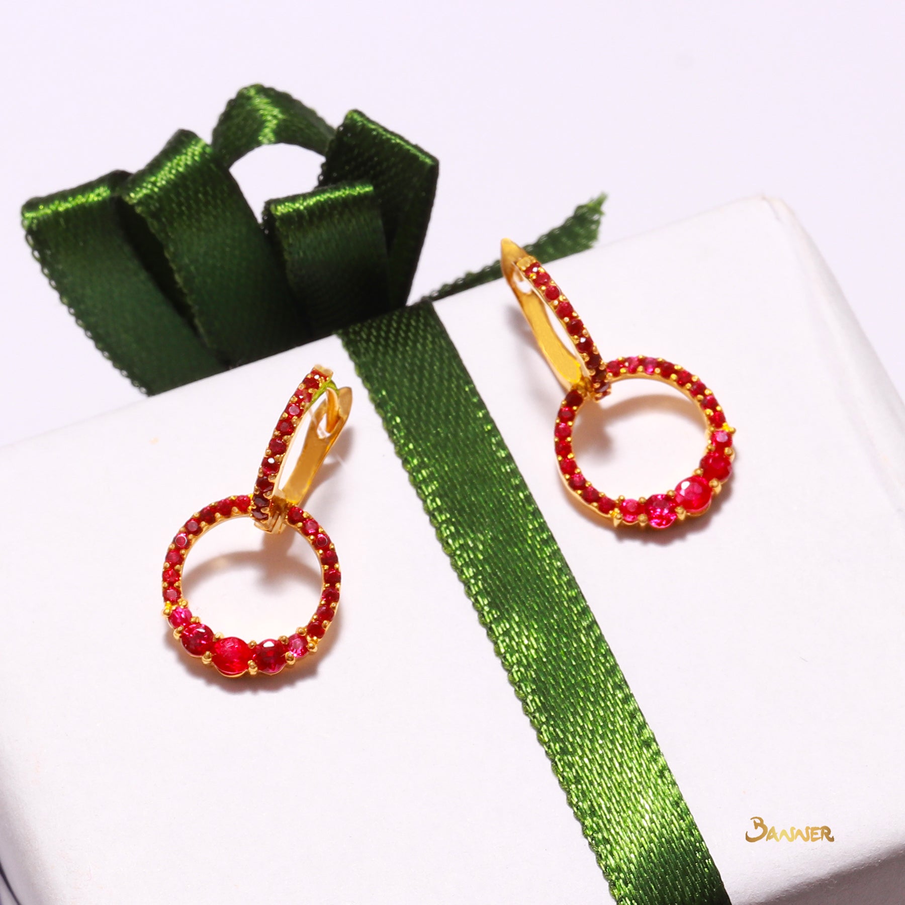 Ruby Circle Earrings