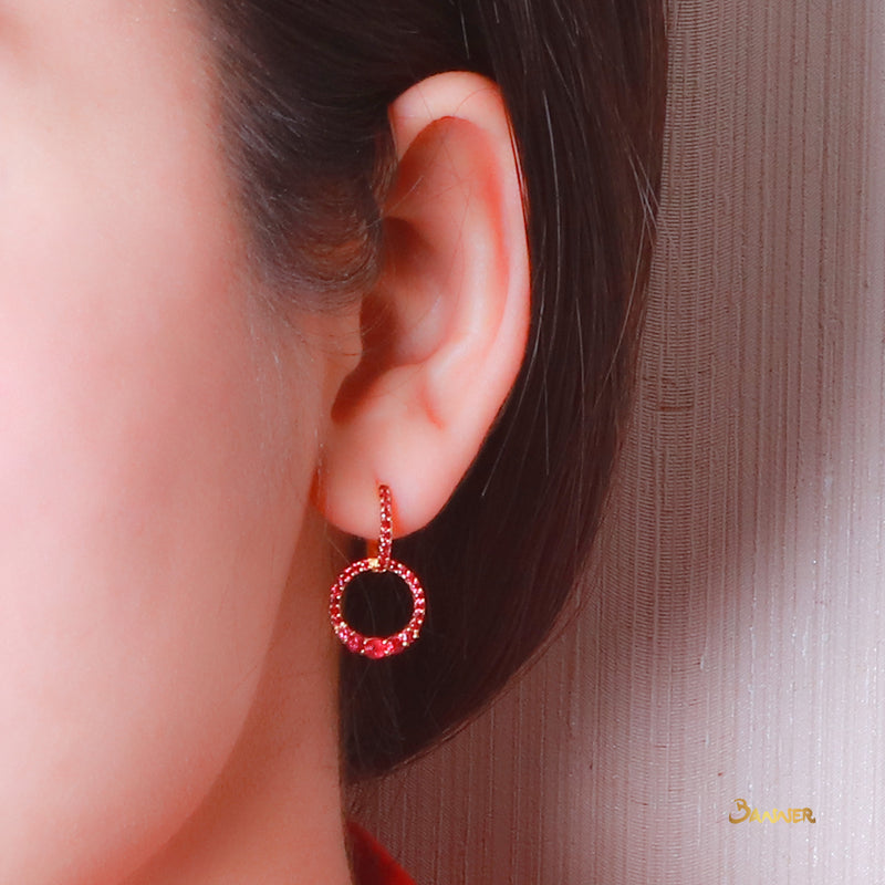 Ruby Circle Earrings