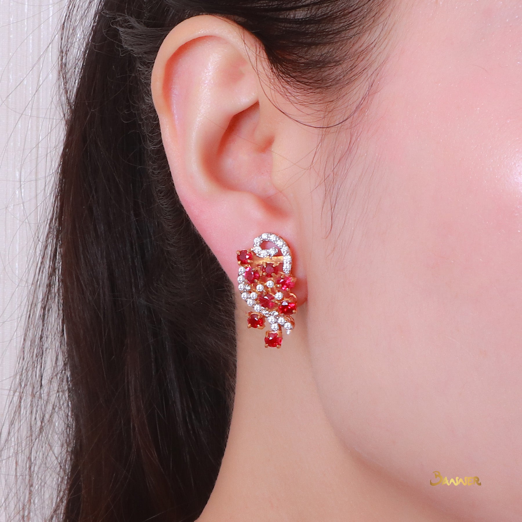 Ruby and Diamond Kanote Earrings