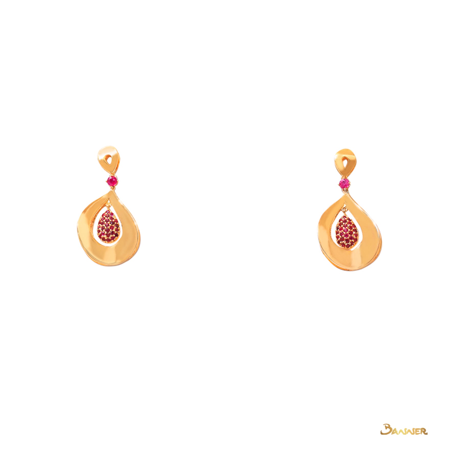 Ruby Rain-drop Dangle Earrings