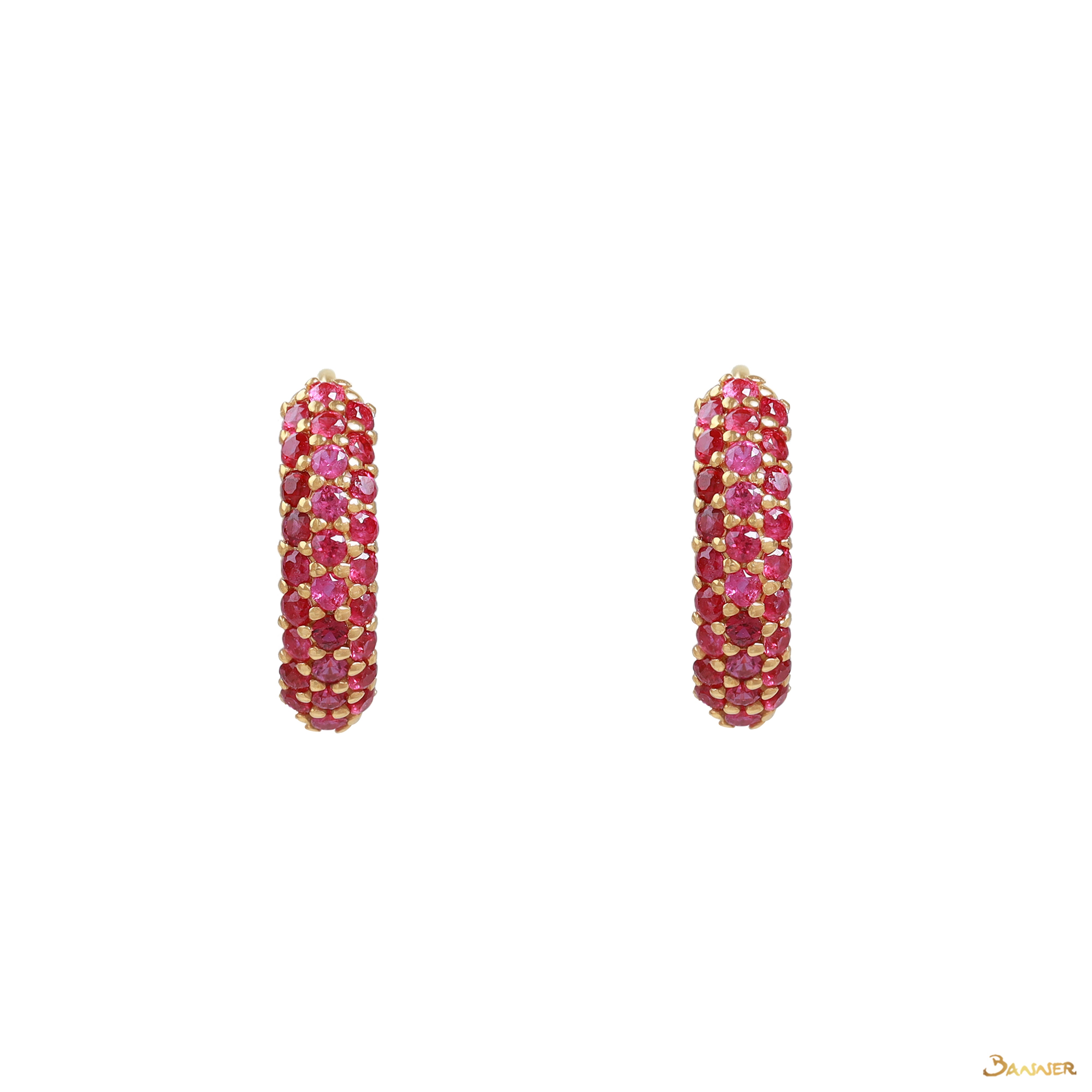 Ruby Pave Huggie Earrings