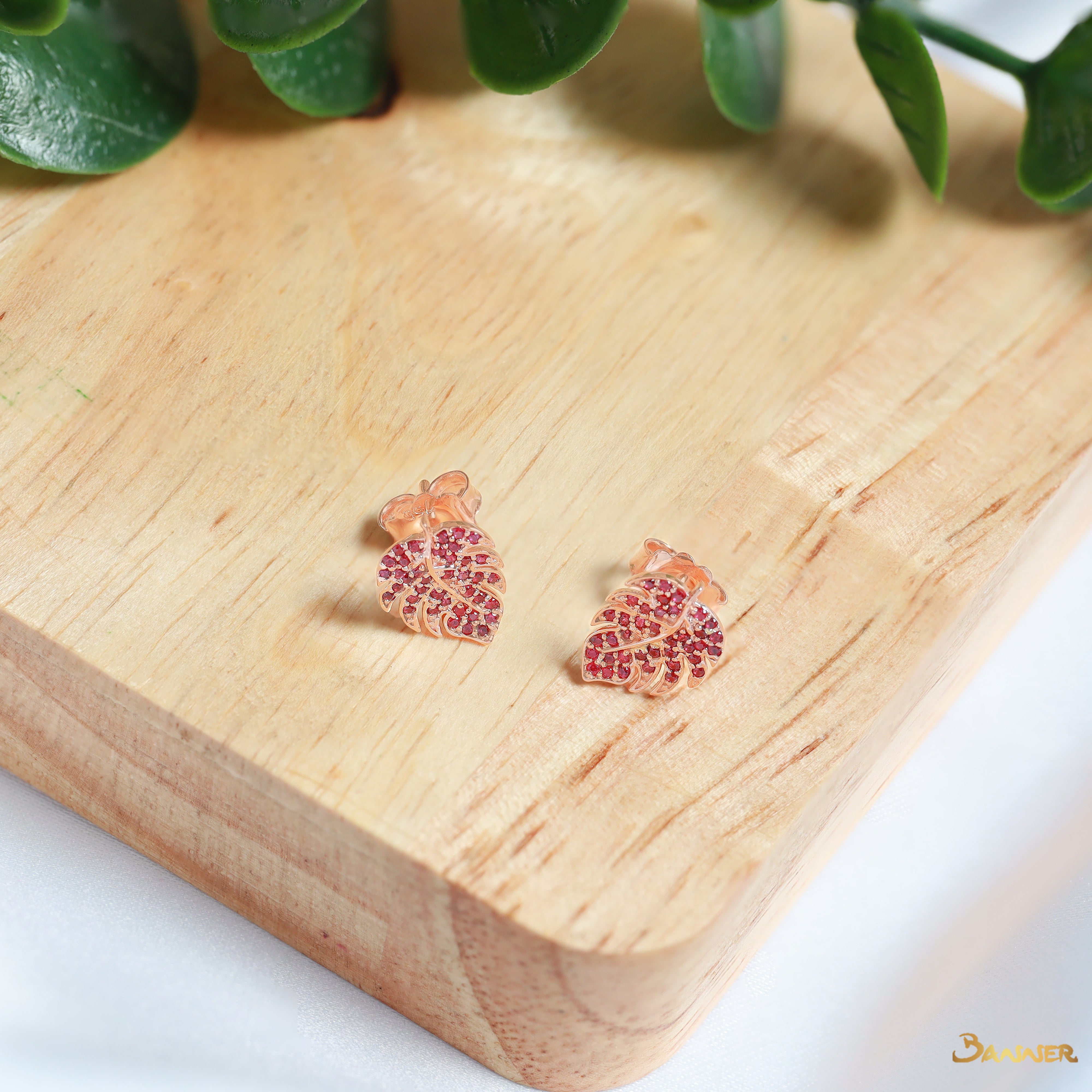 Ruby Monstera Earrings