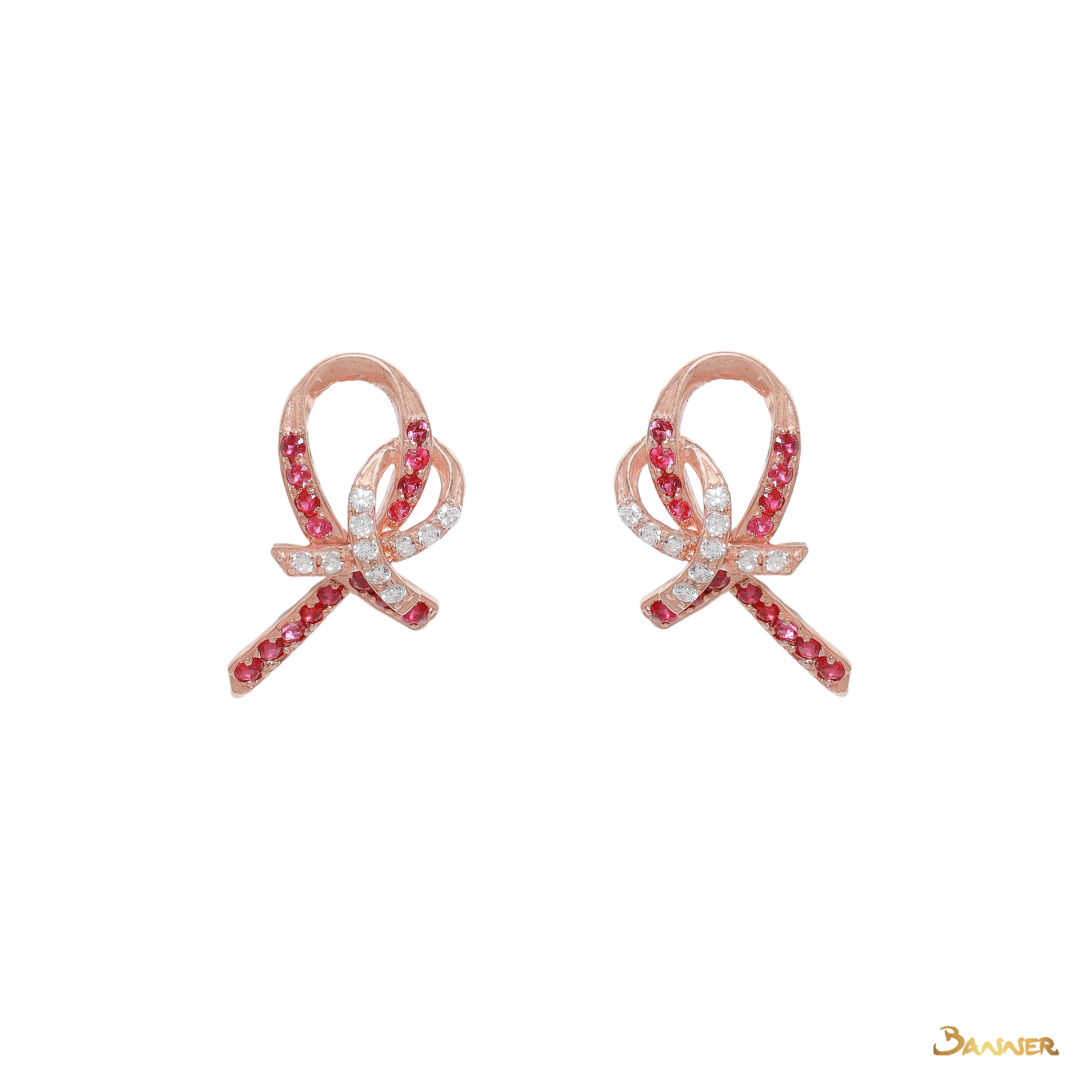 Ruby and Diamond Ribbon Earrings