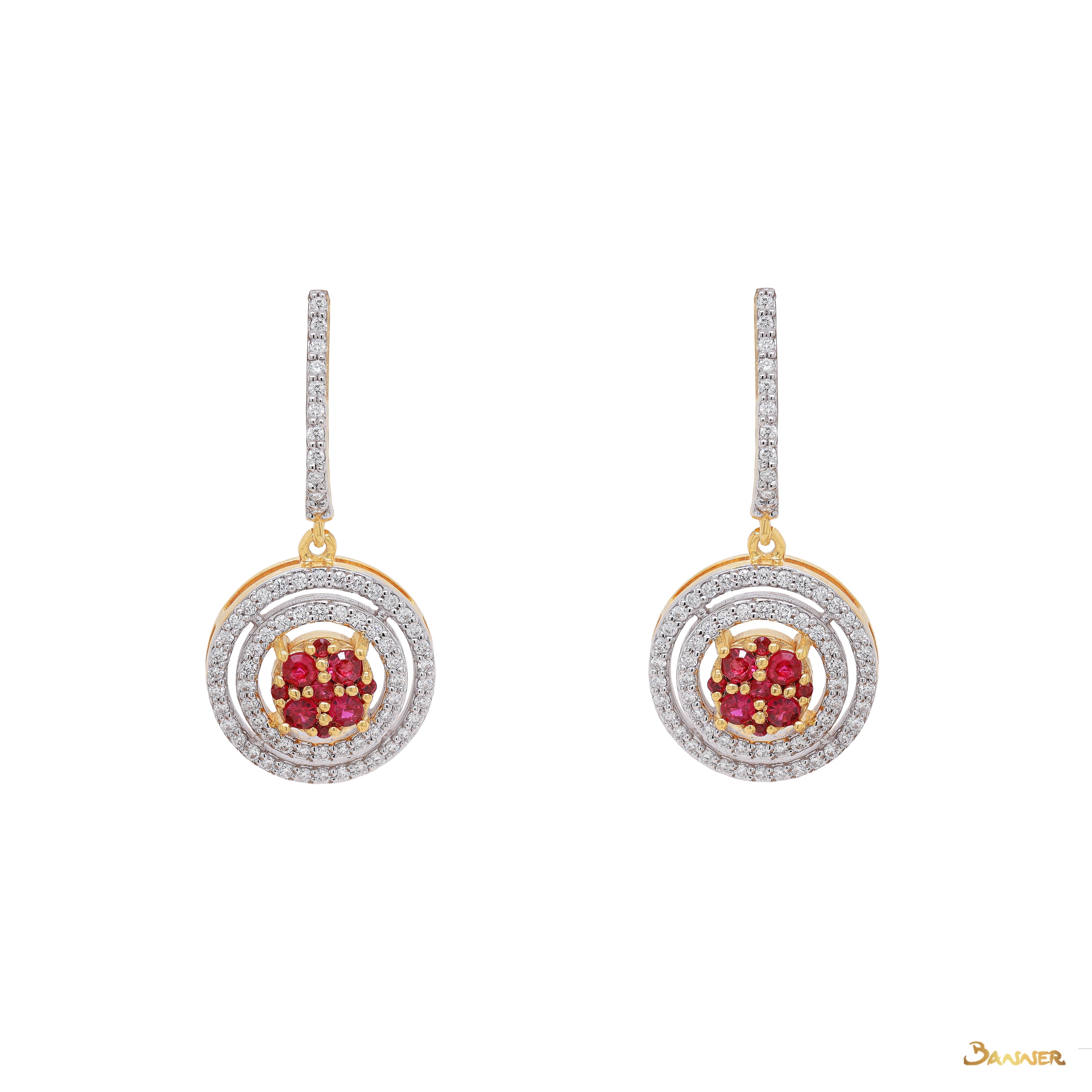 Ruby and Diamond Bloom Earrings