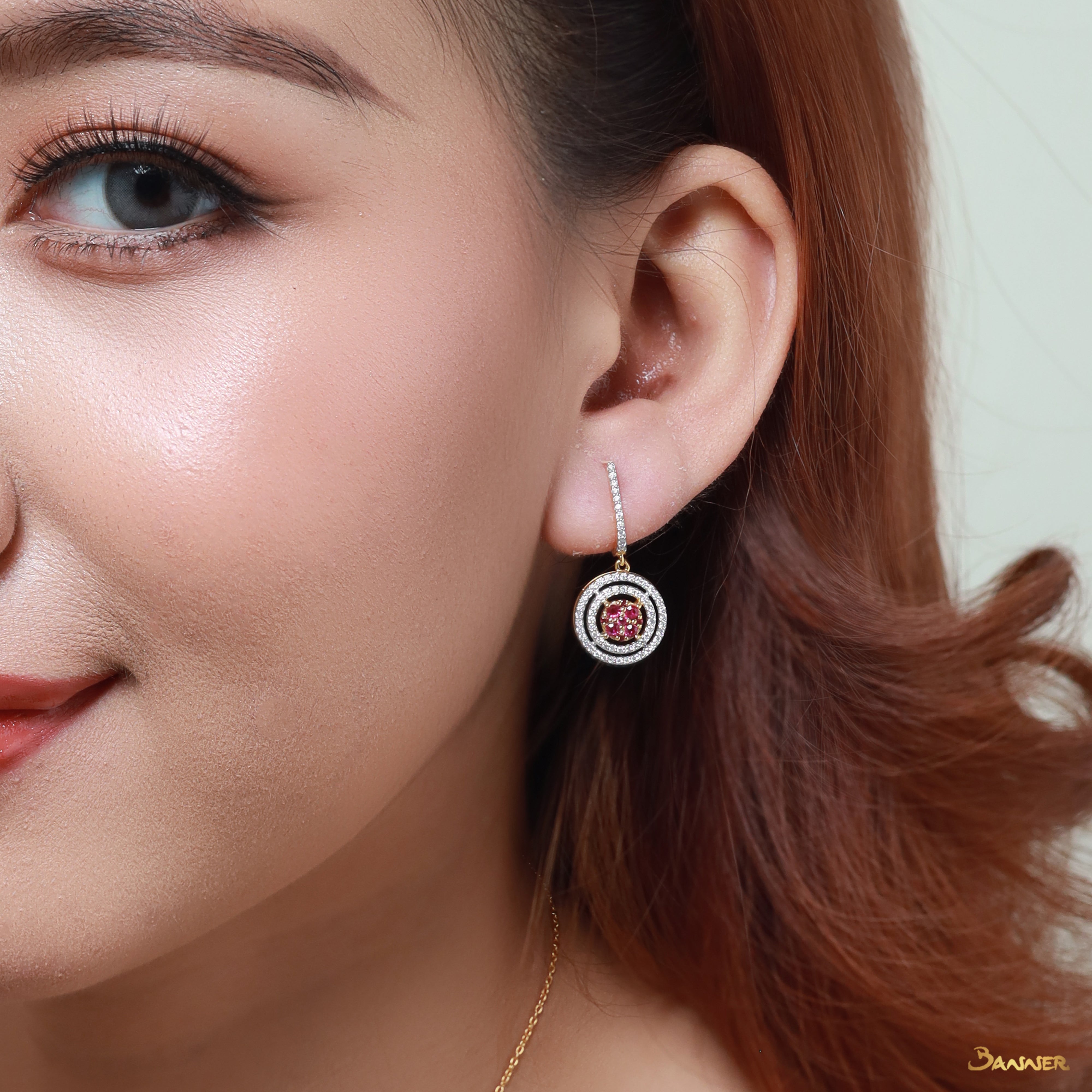 Ruby and Diamond Bloom Earrings