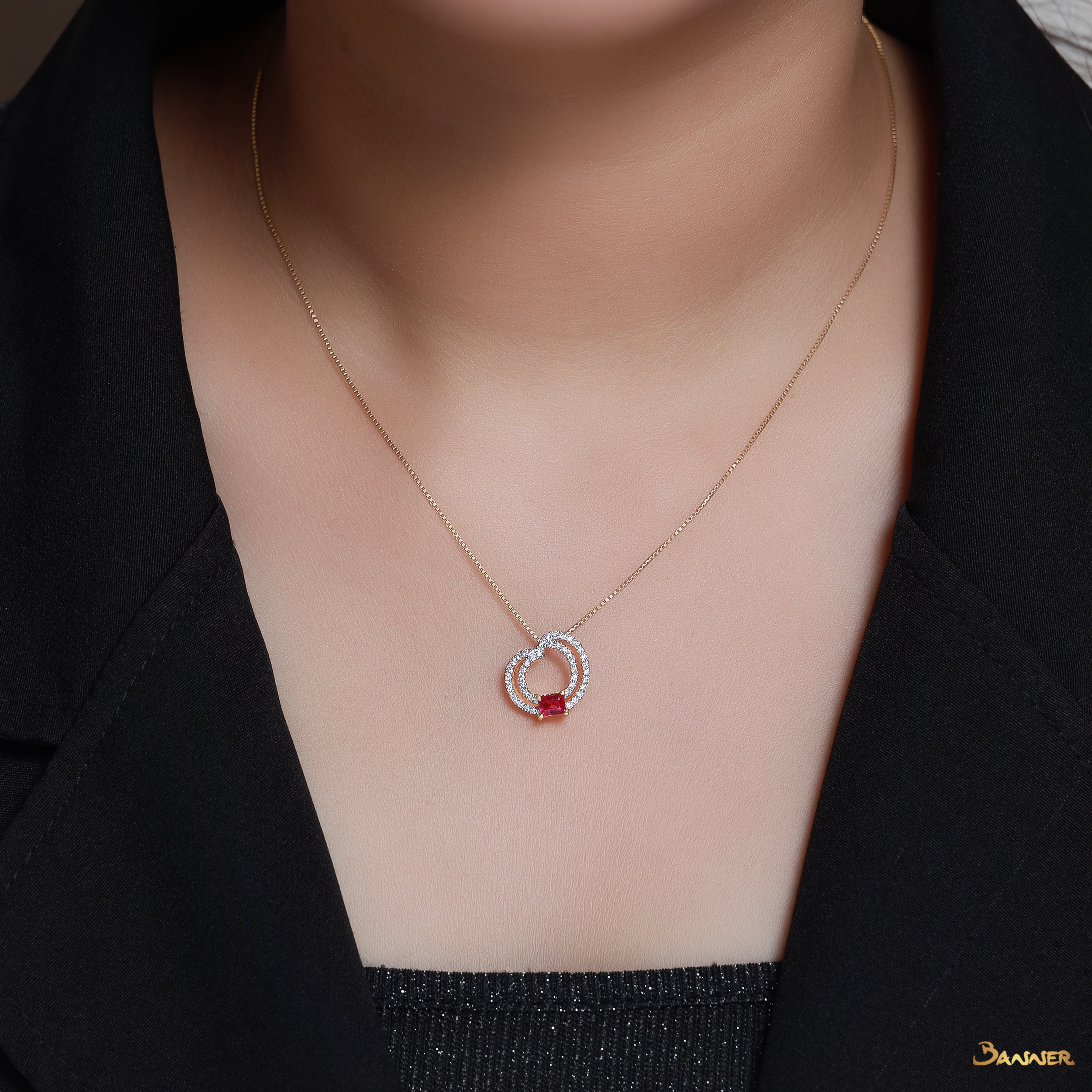 Ruby and Diamond Double Helix Pendant