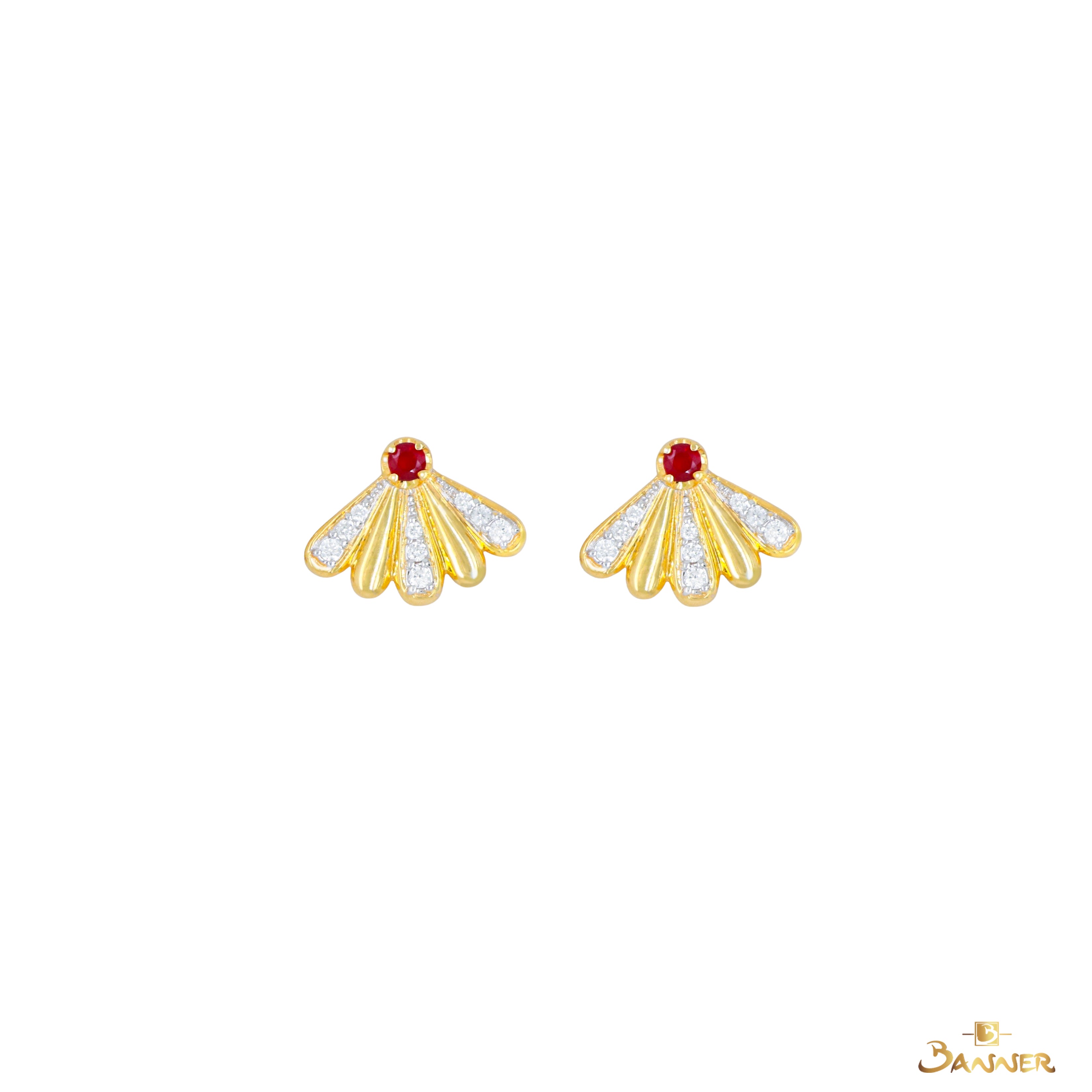 Ruby and Diamond Cove Earrings