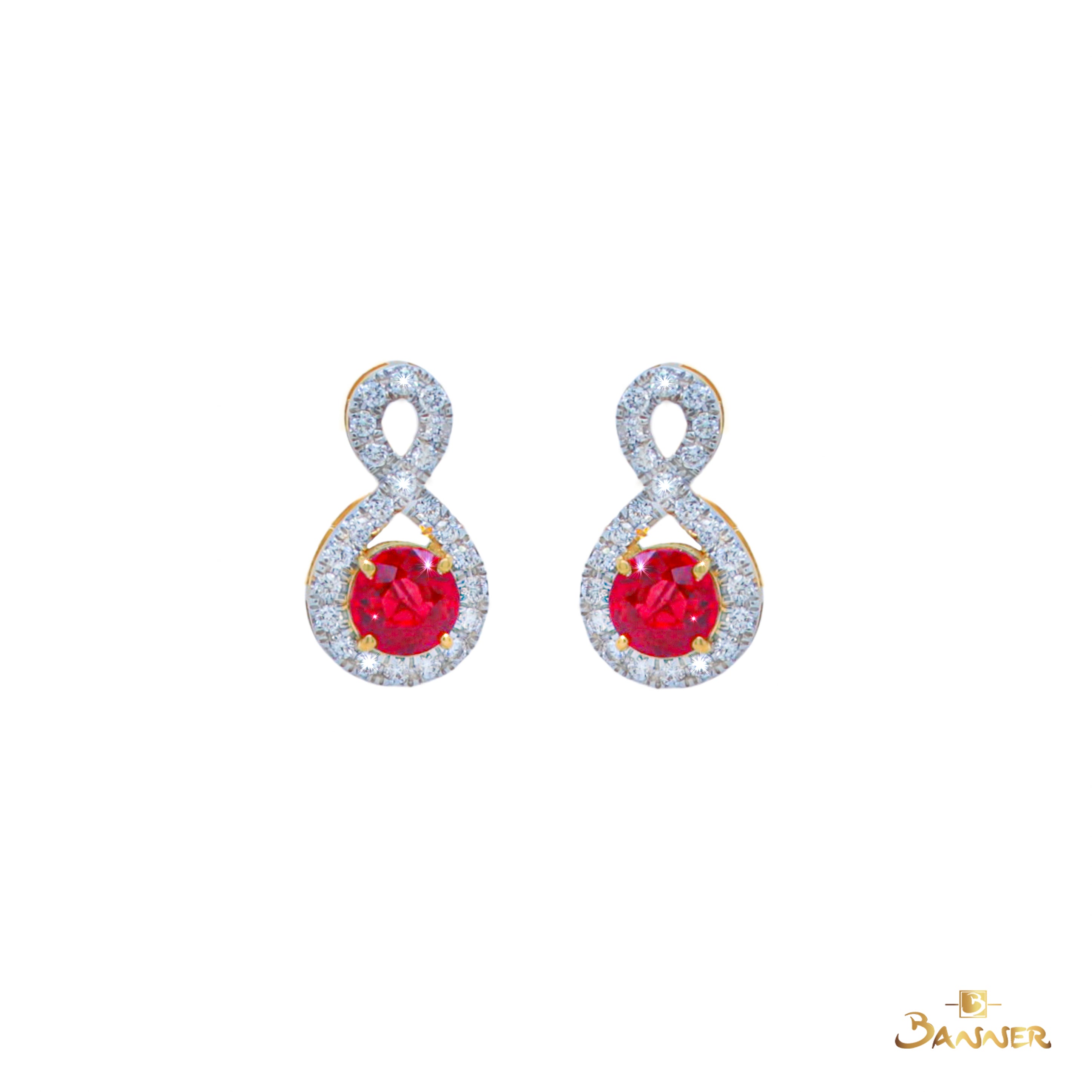 Ruby and Diamond Infinity Earrings