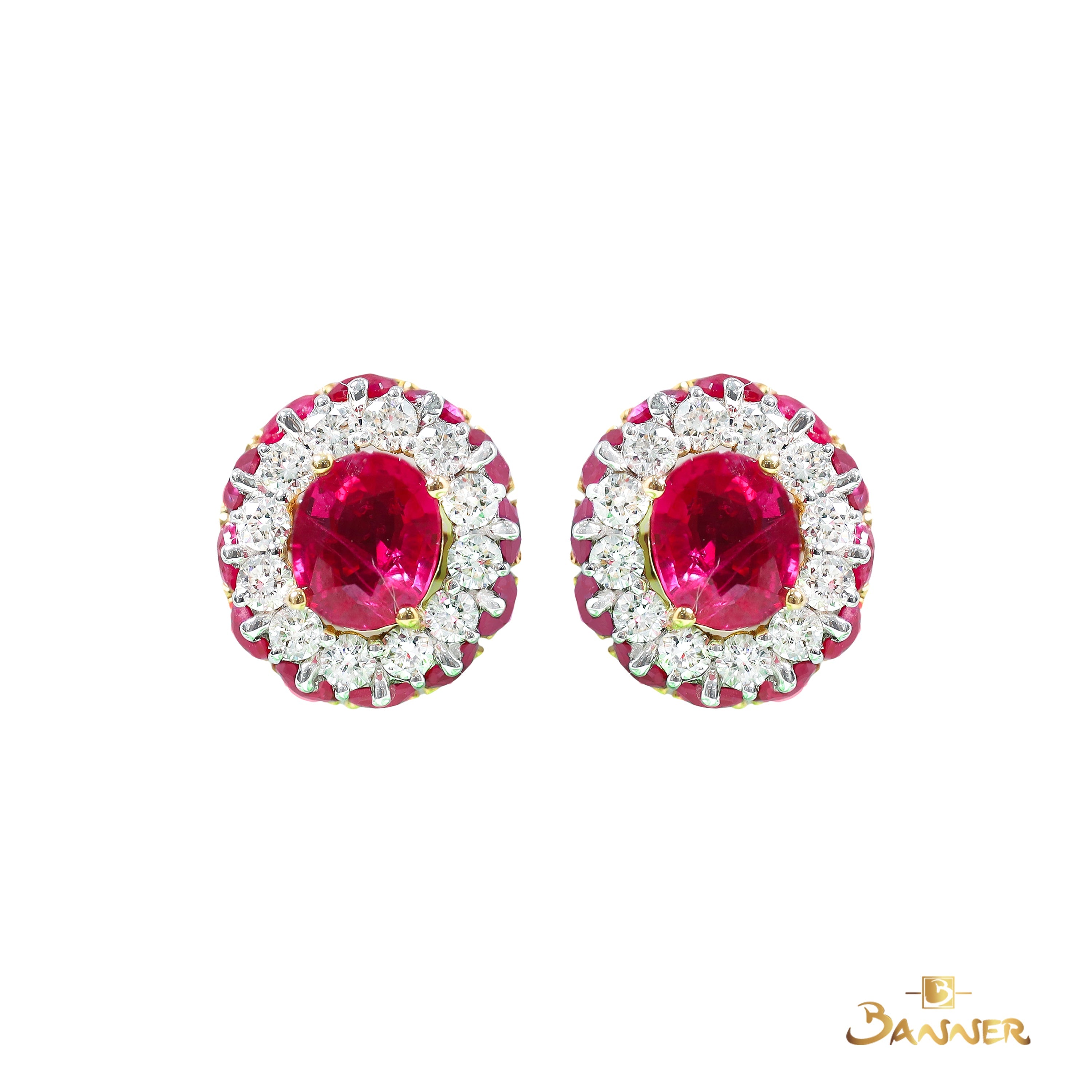 Ruby and Diamond Dahlia Earrings