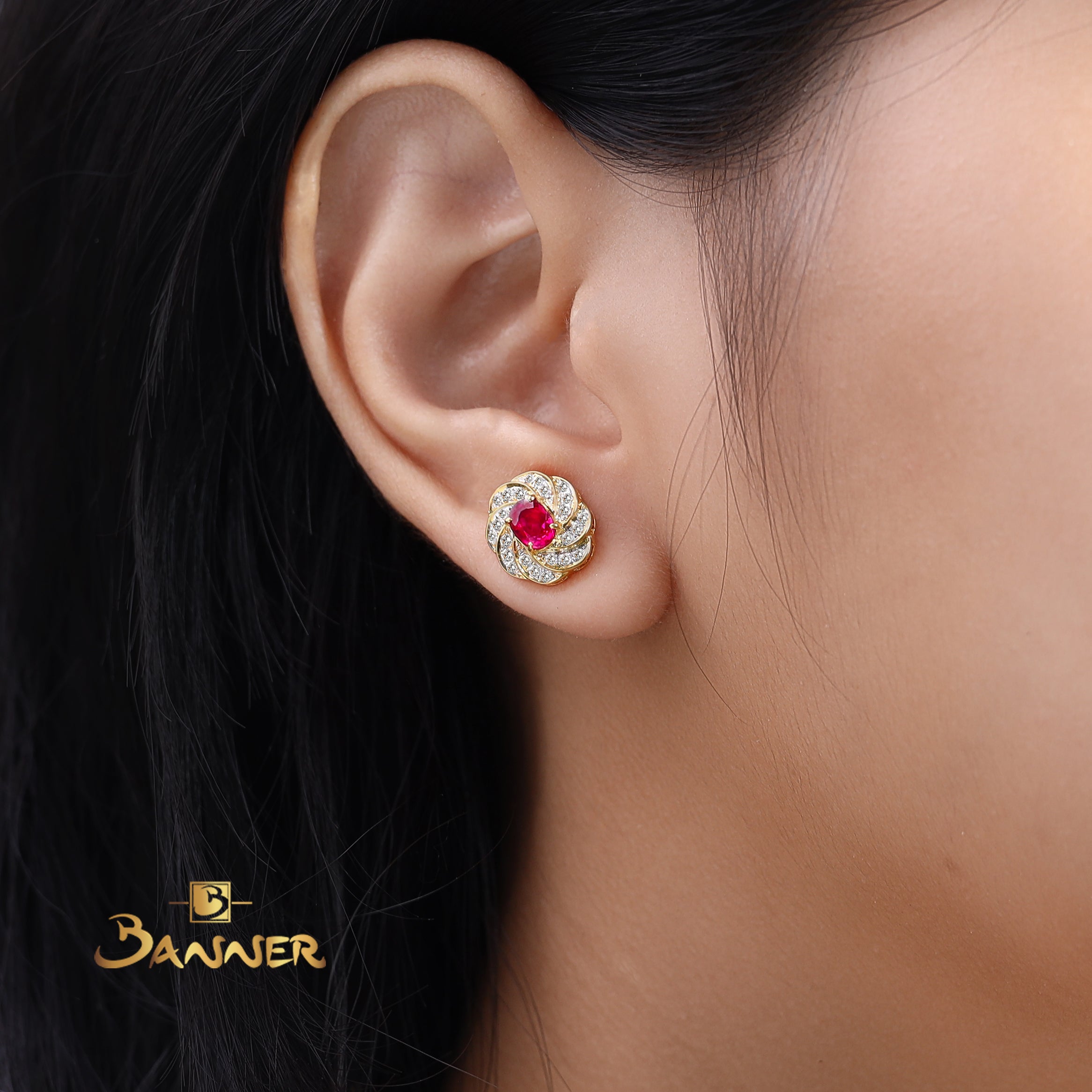 Ruby and Diamond Rosalia Earrings