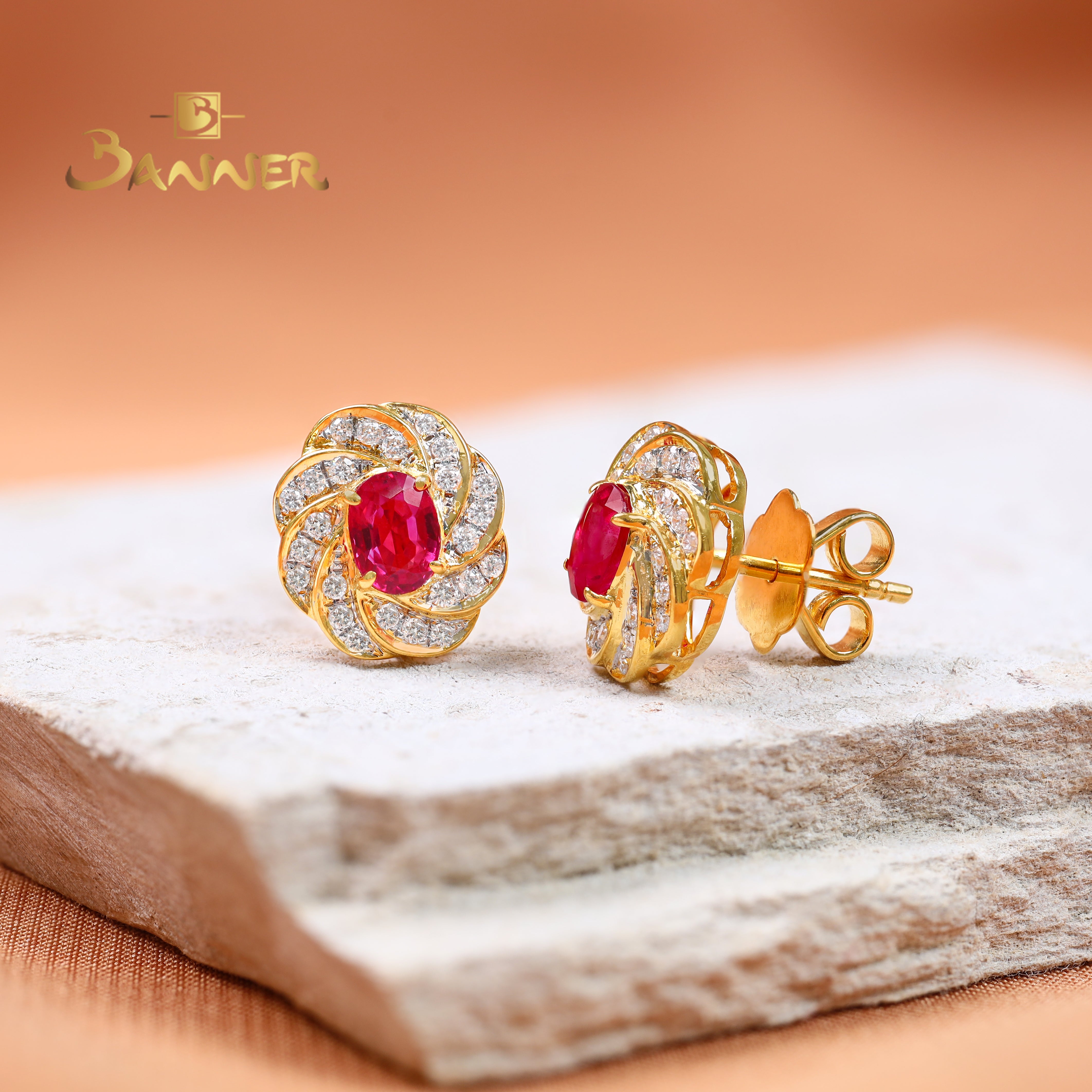 Ruby and Diamond Rosalia Earrings