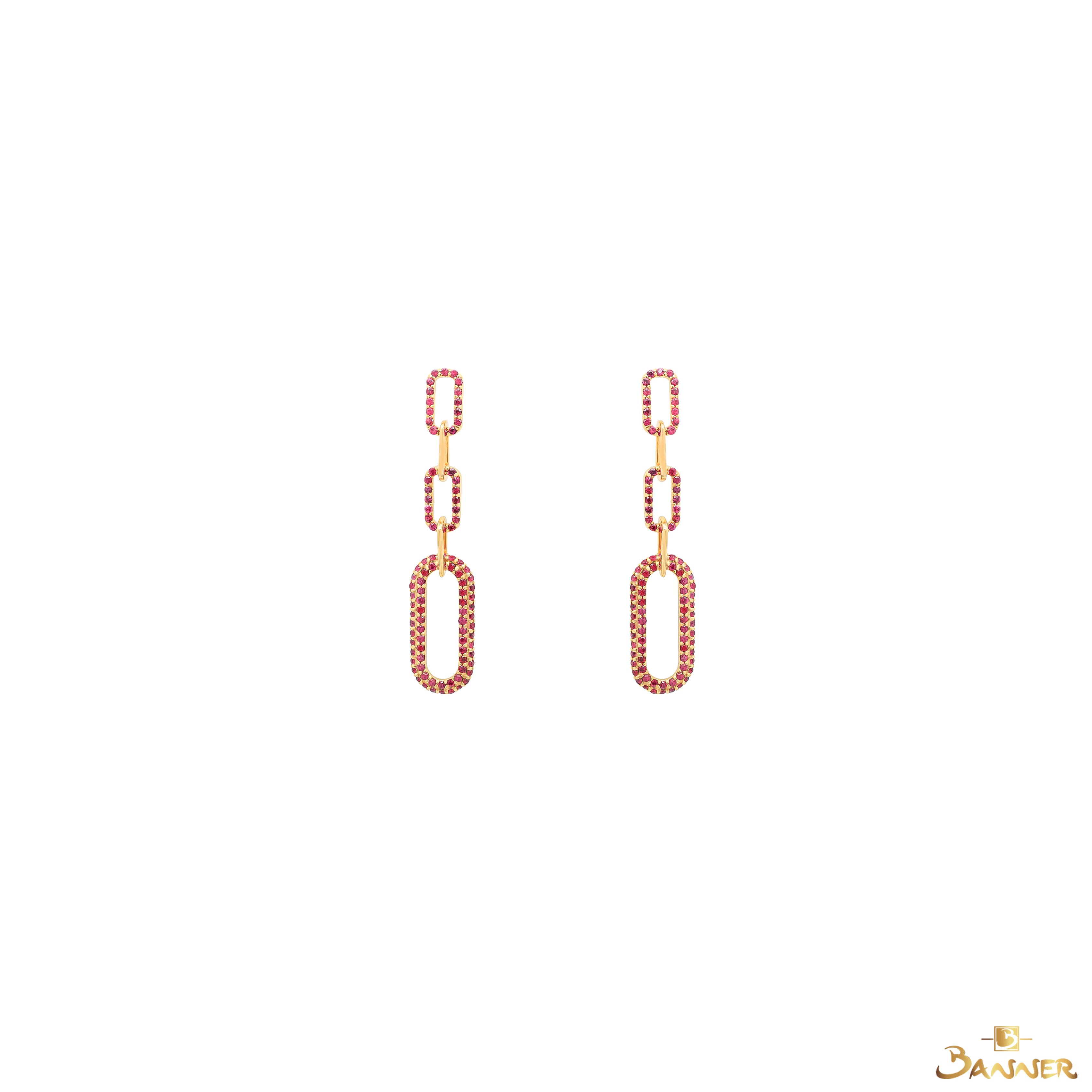 Ruby Chunky Link Drop Earrings