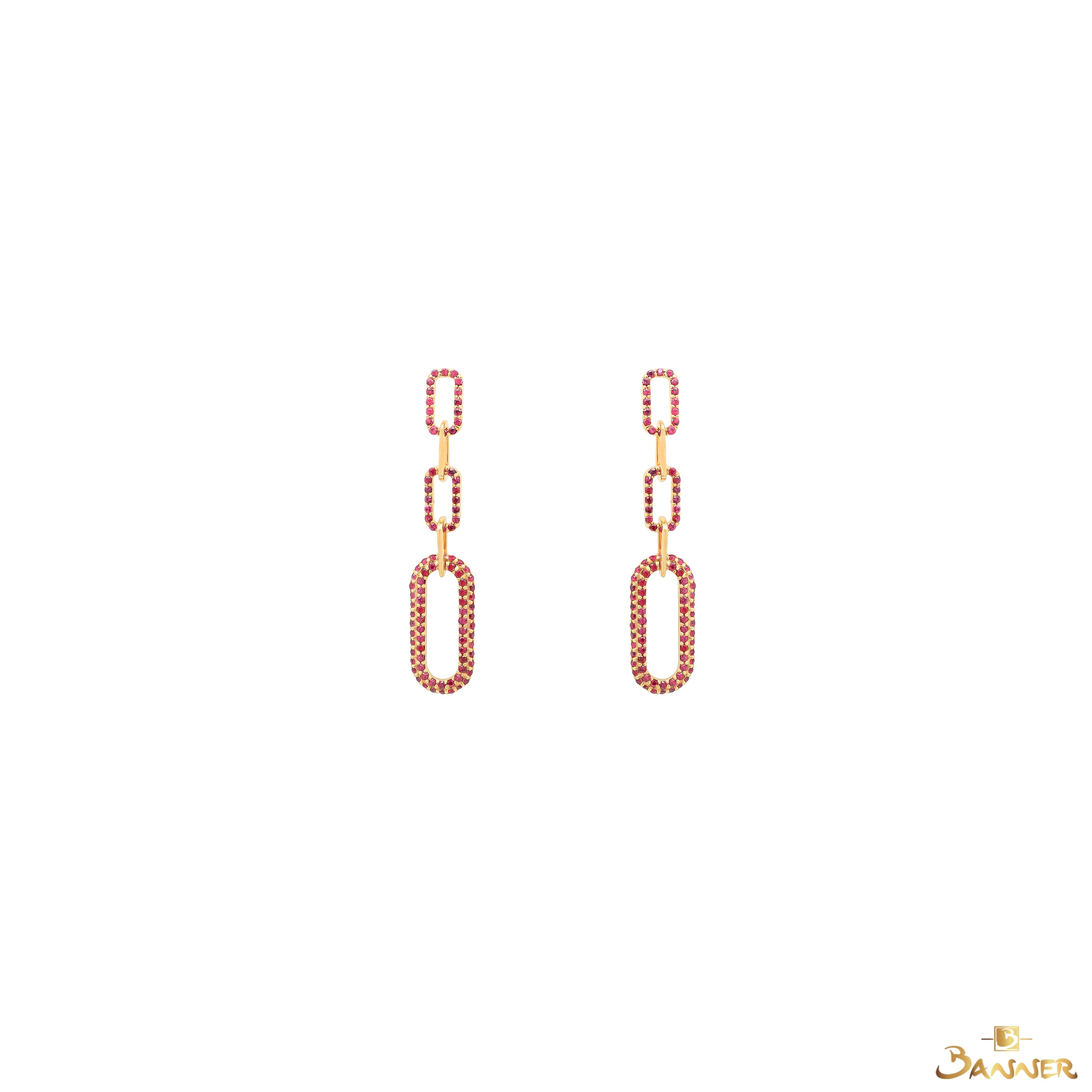 Ruby Chunky Link Drop Earrings