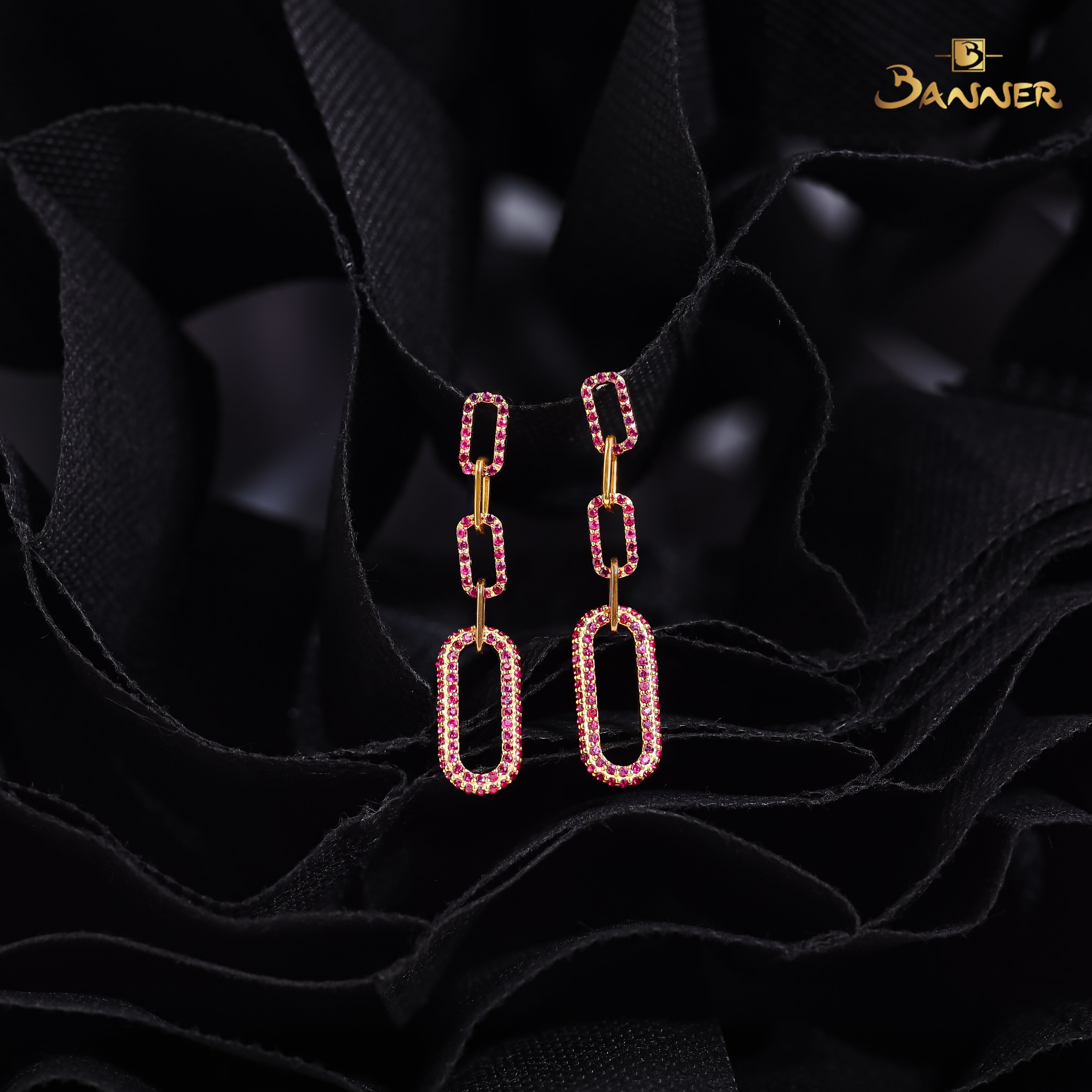 Ruby Chunky Link Drop Earrings