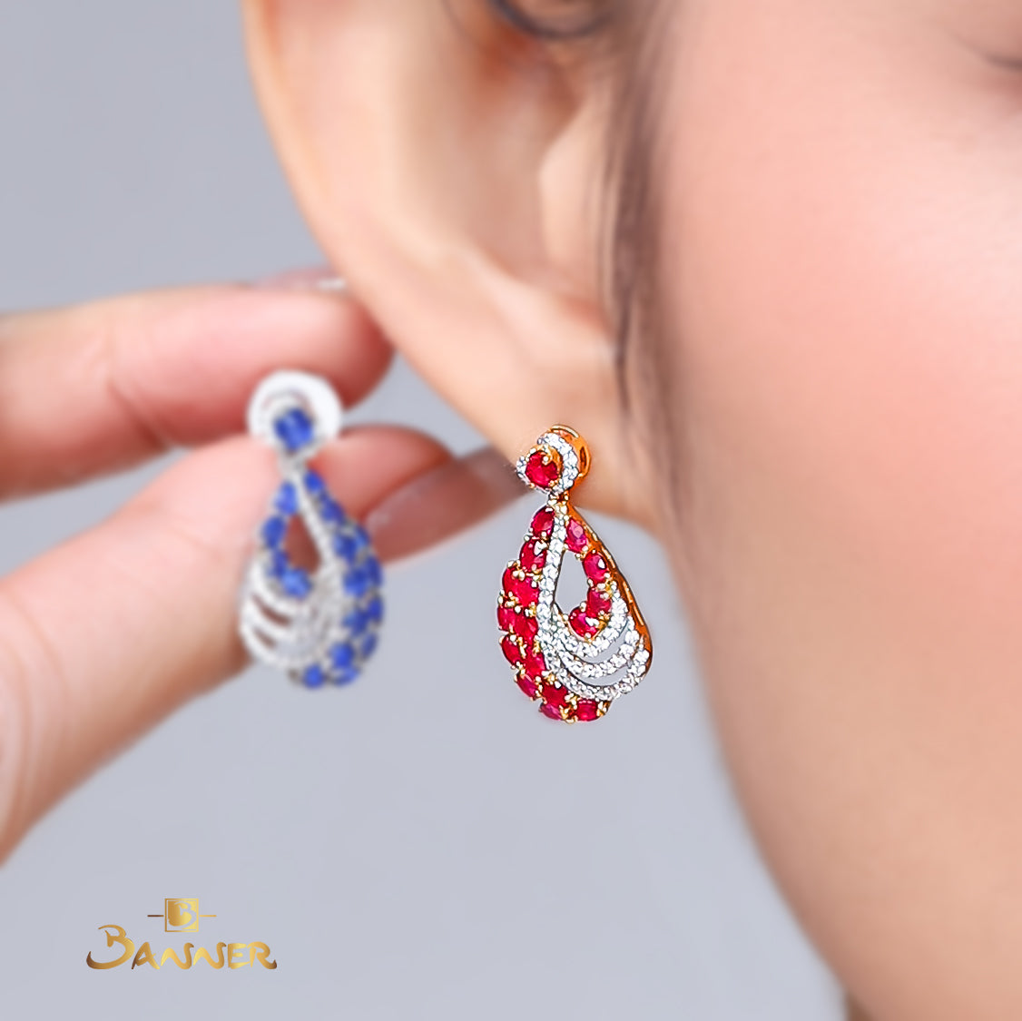 Ruby and Diamond Marea Earrings