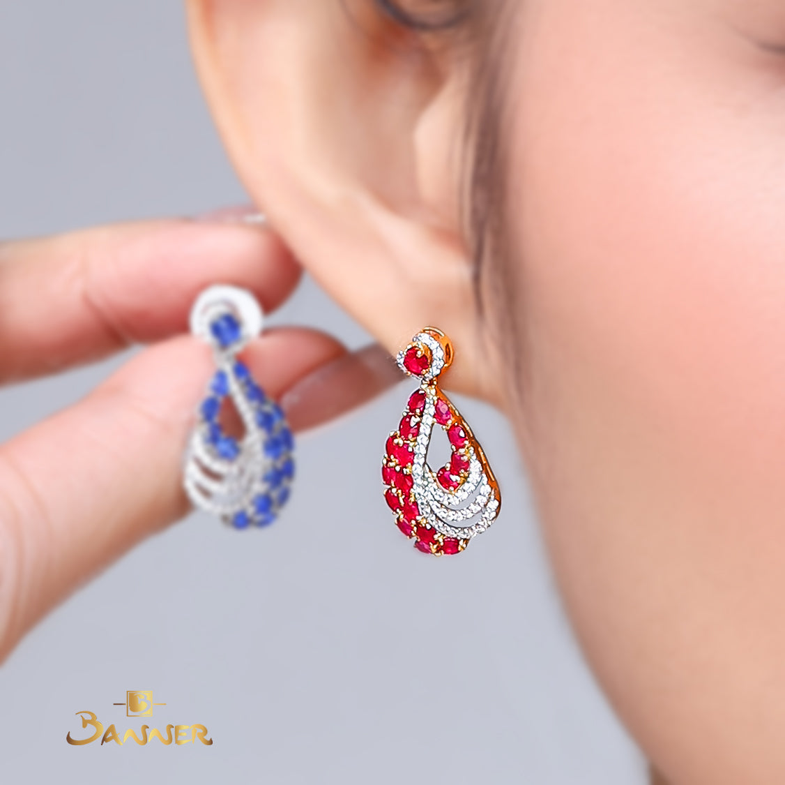 Ruby and Diamond Marea Earrings