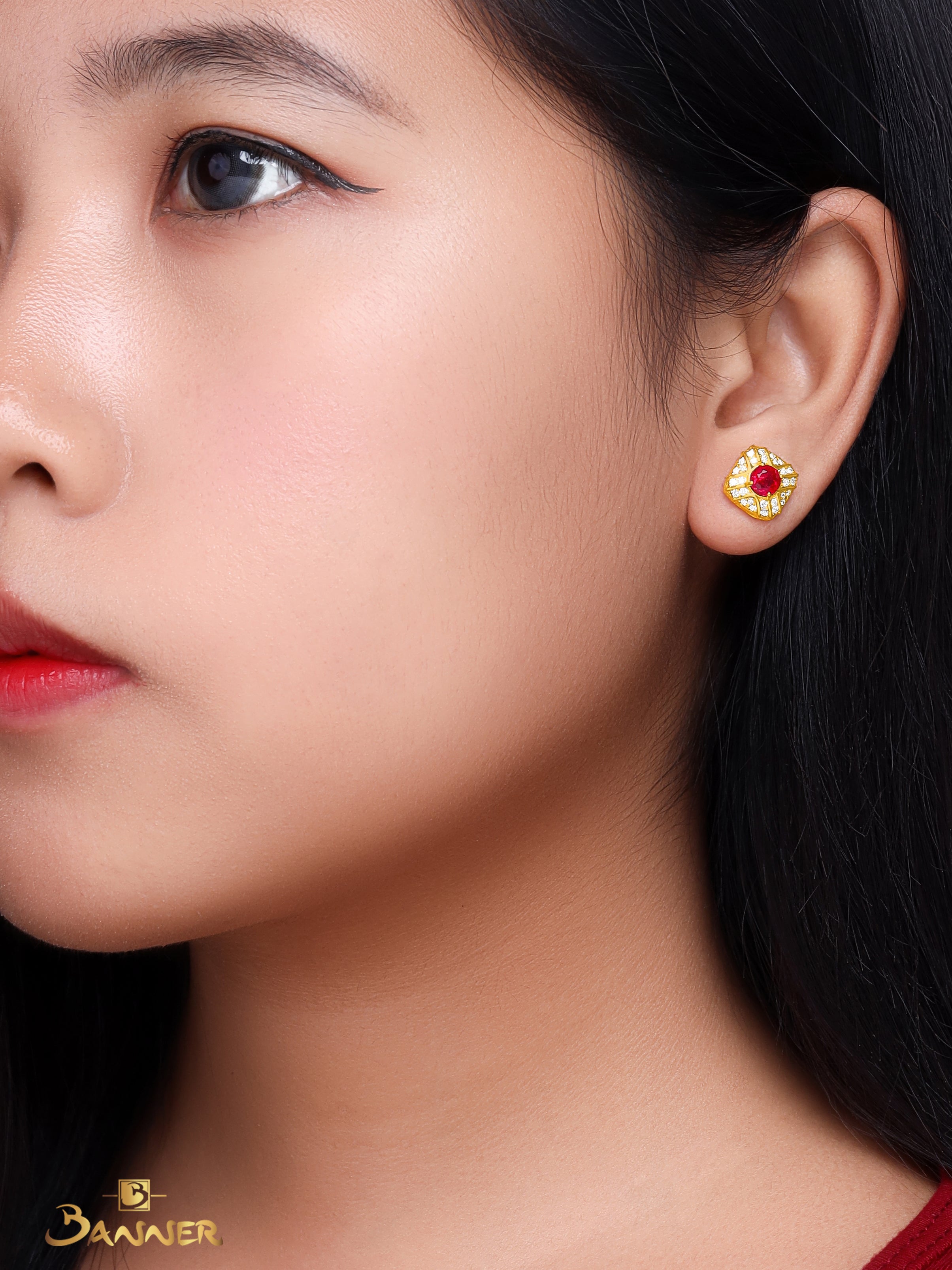Ruby and Diamond Earrings