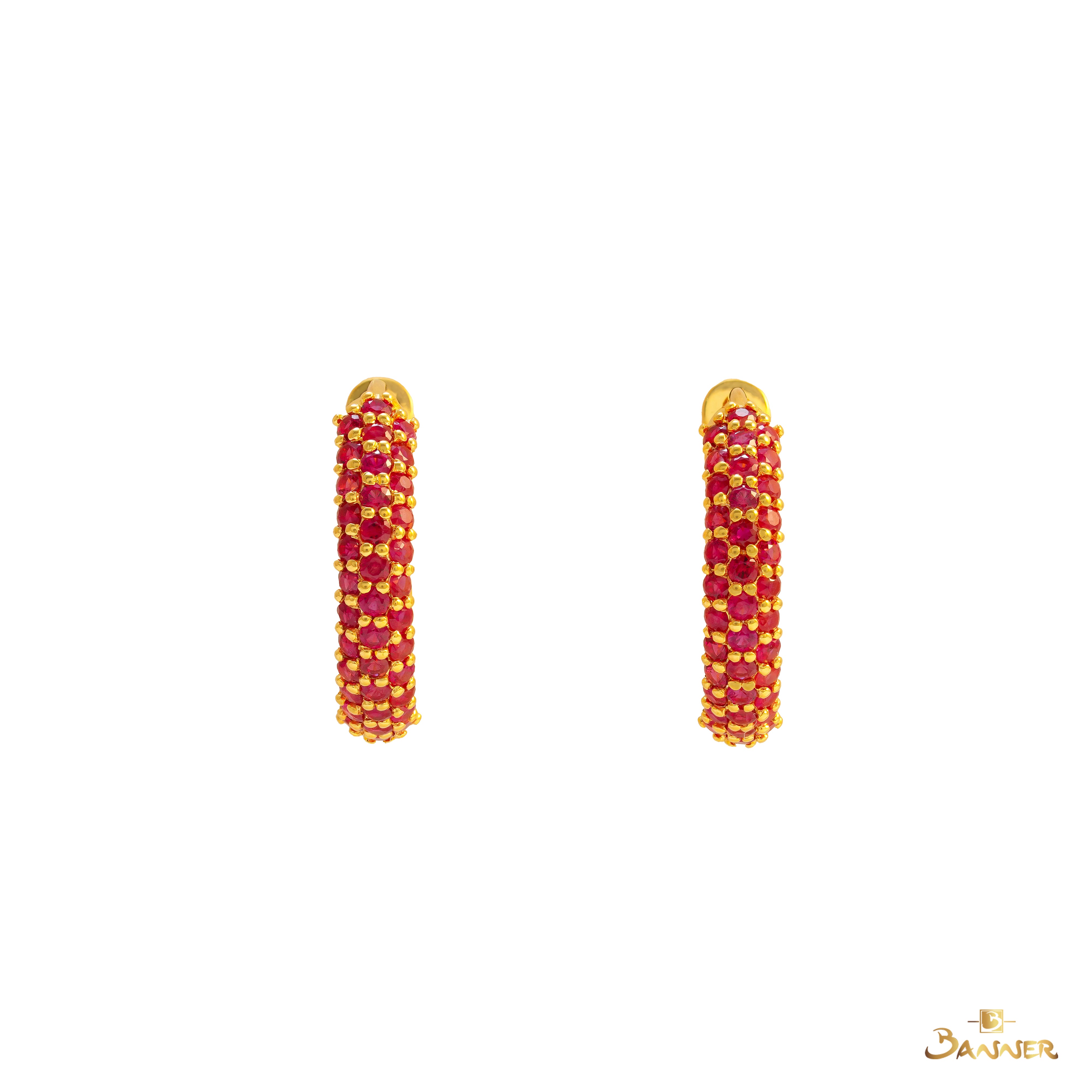 Ruby Pave Huggie Earrings (Large Size)