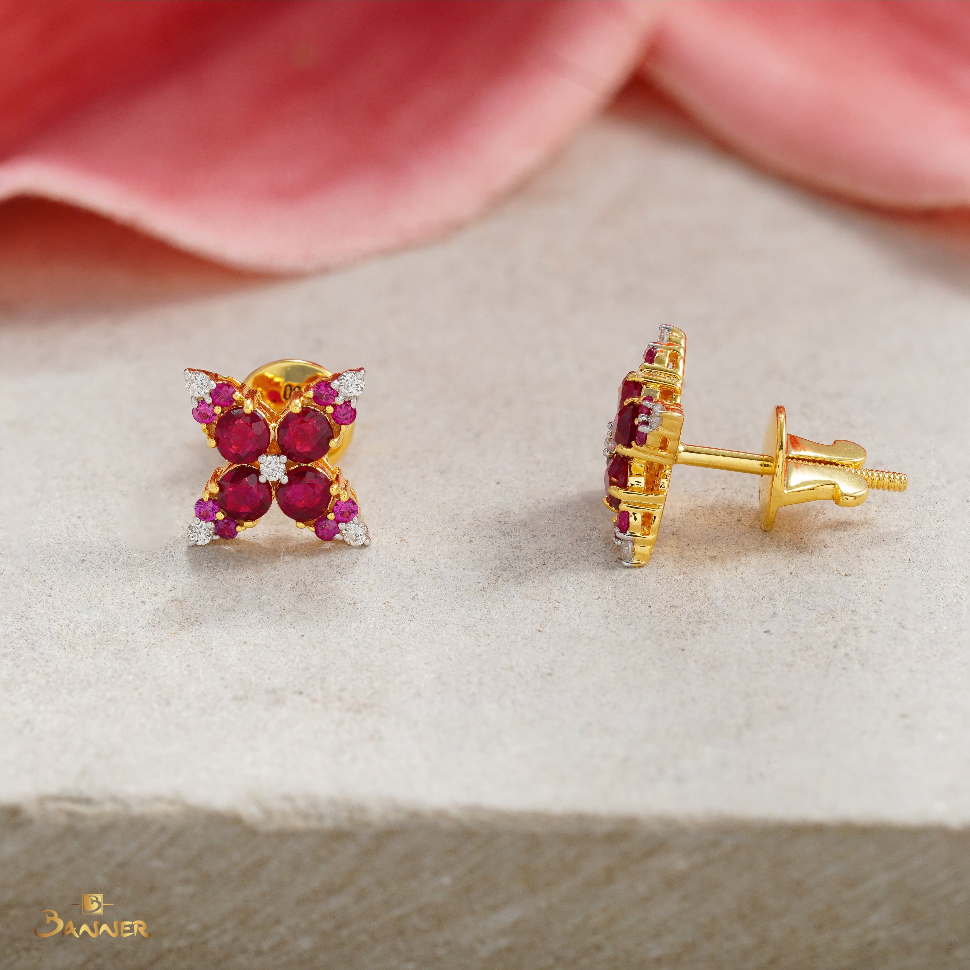 Ruby and Diamond Monarch Earrings