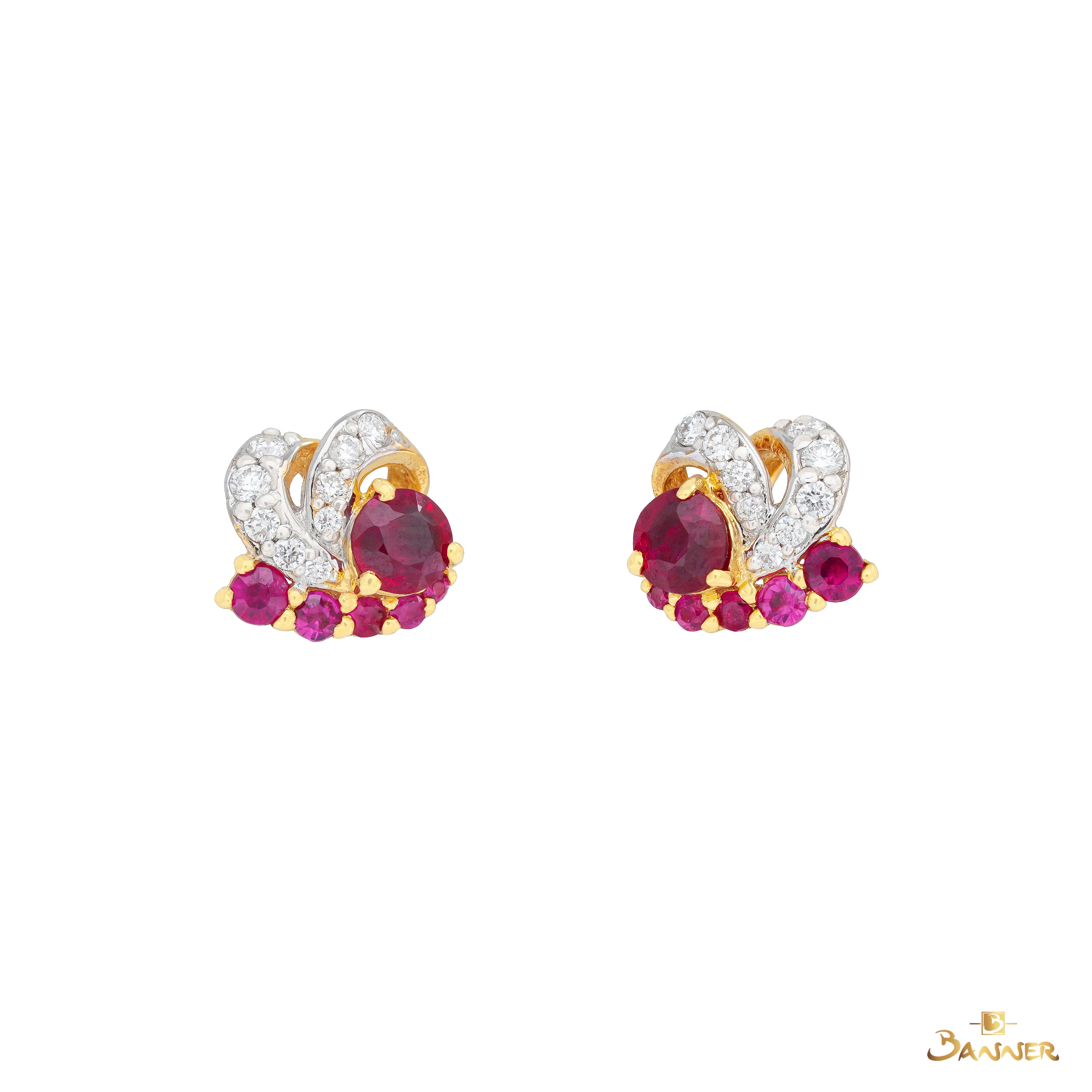 Ruby and Diamond Embrace Earrings