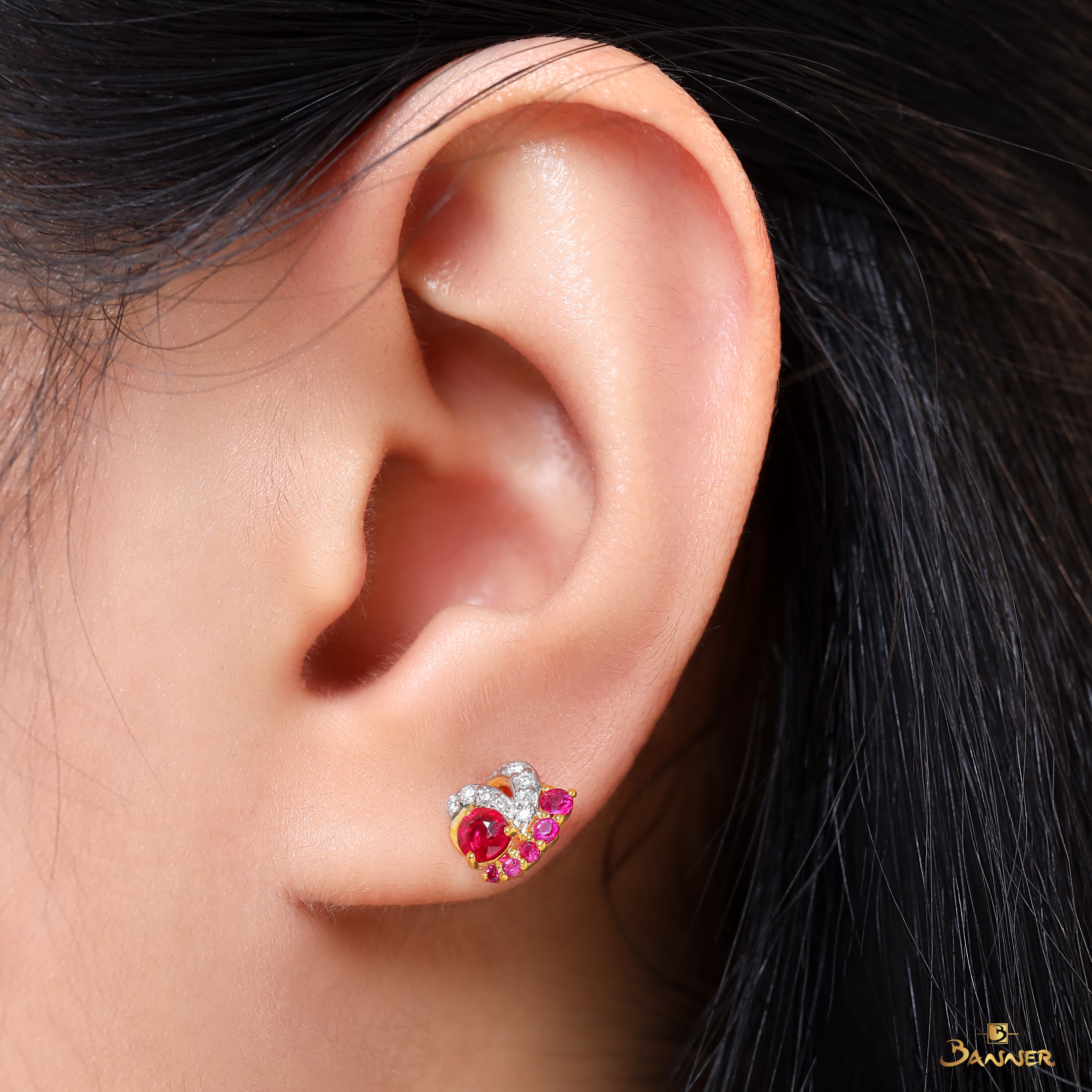 Ruby and Diamond Embrace Earrings