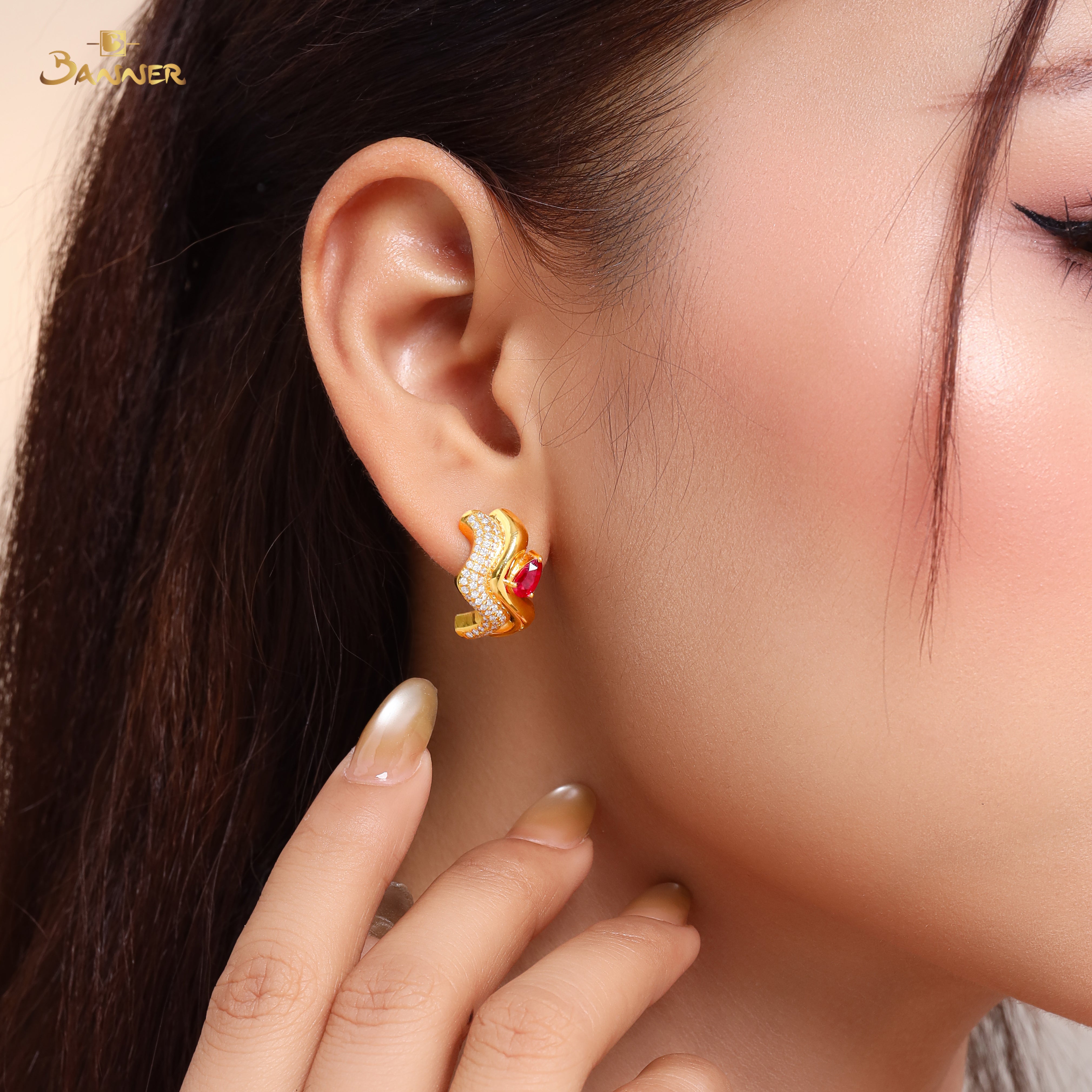 Ruby and Diamond Evil Eye Earrings