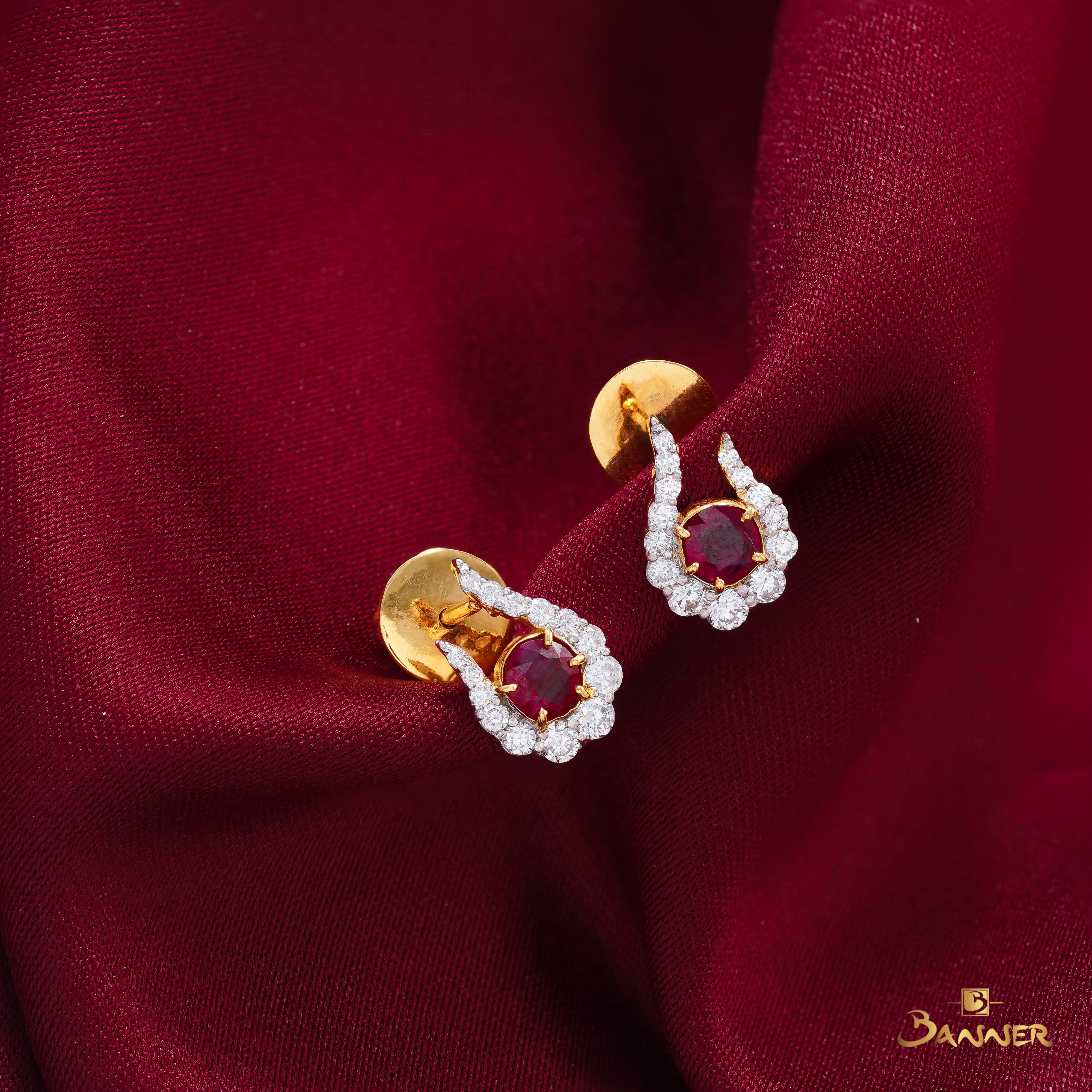 Ruby and Diamond Stallion Earrings