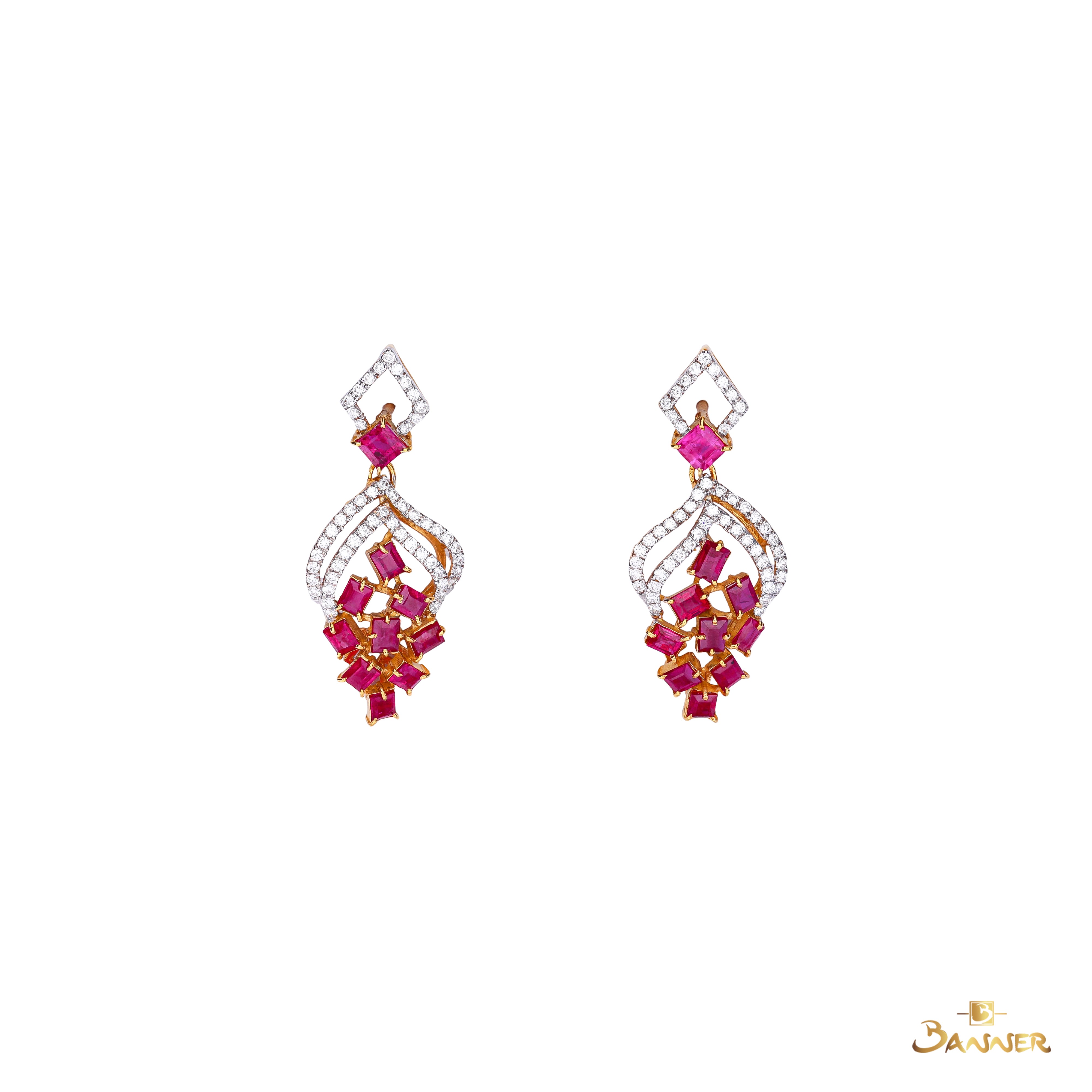 Ruby and Diamond Eternal Knot Earrings