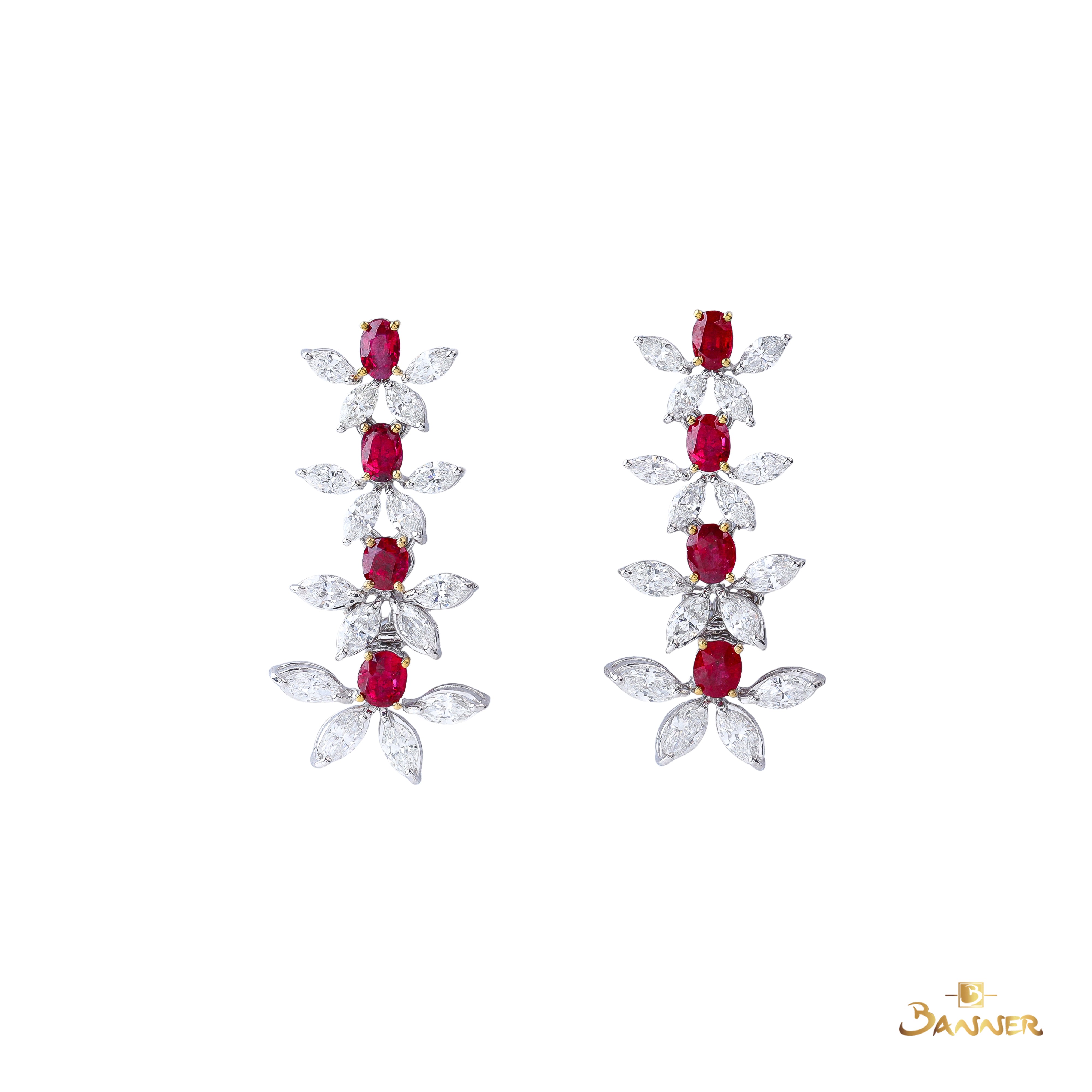 Natural Ruby and Diamond Earrings