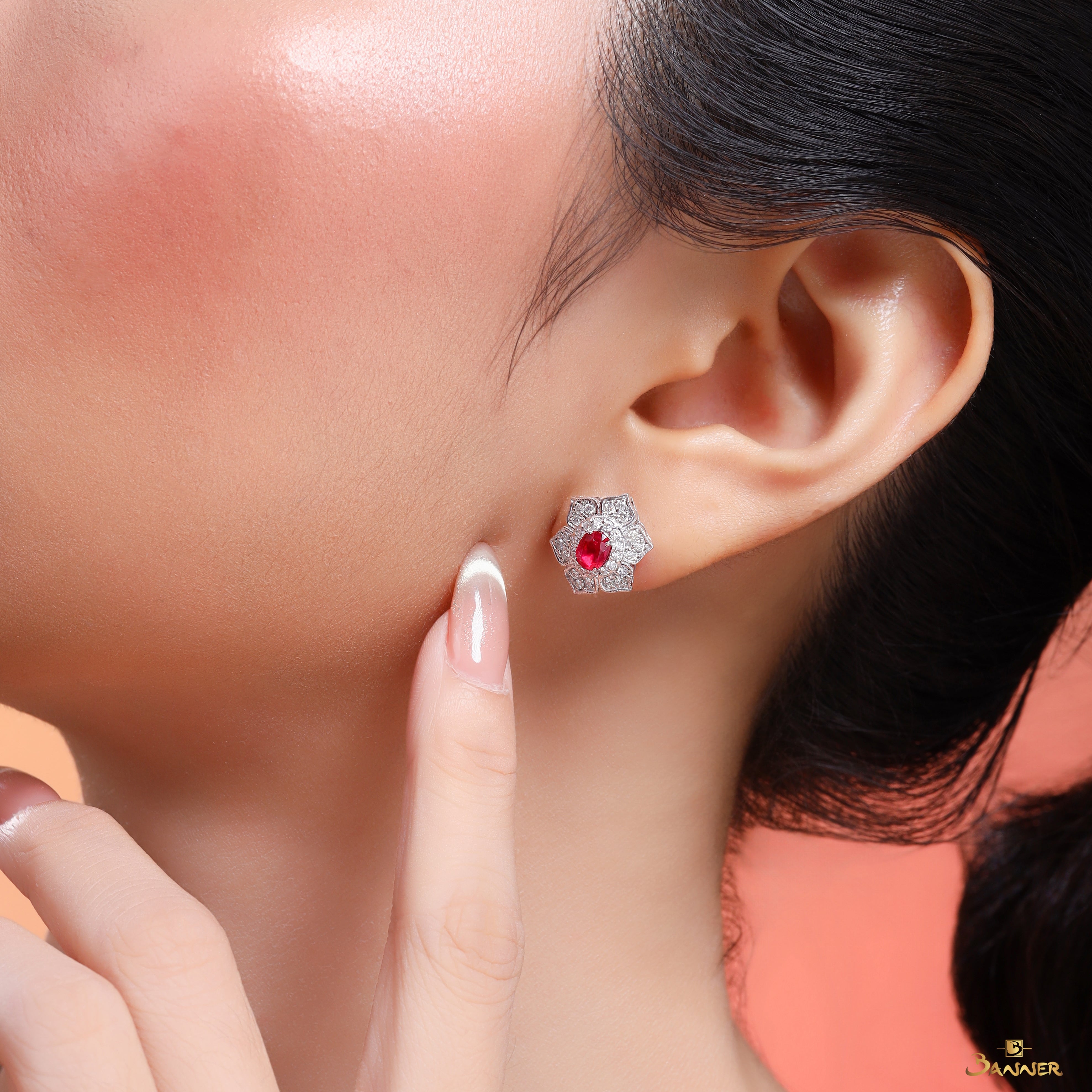 Ruby and Diamond Vintage Earrings