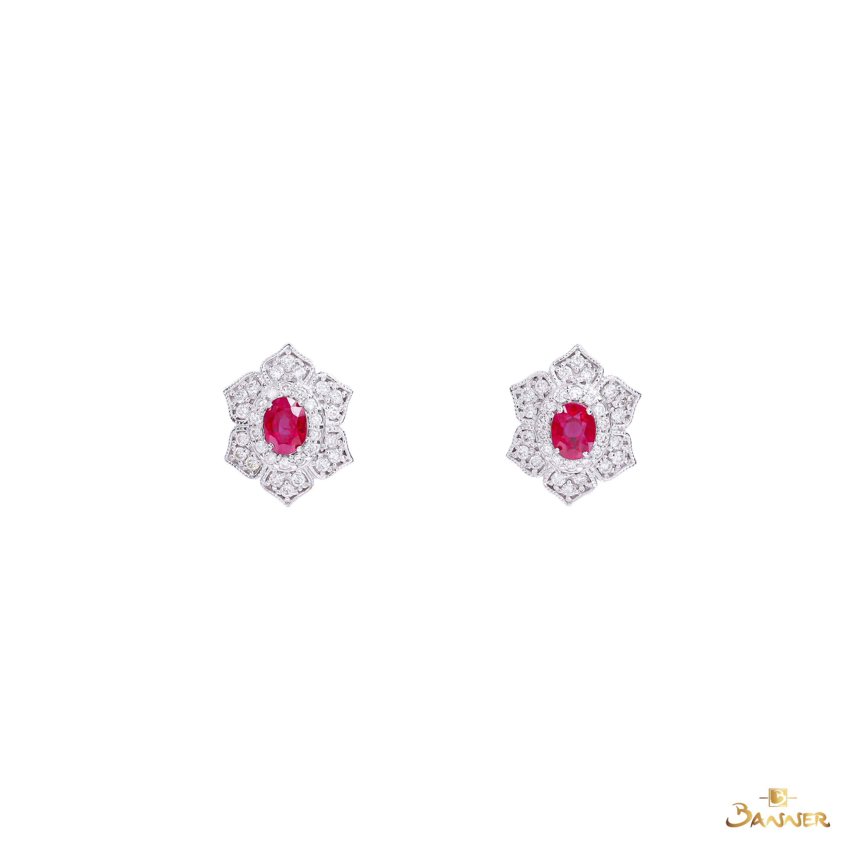 Ruby and Diamond Vintage Earrings
