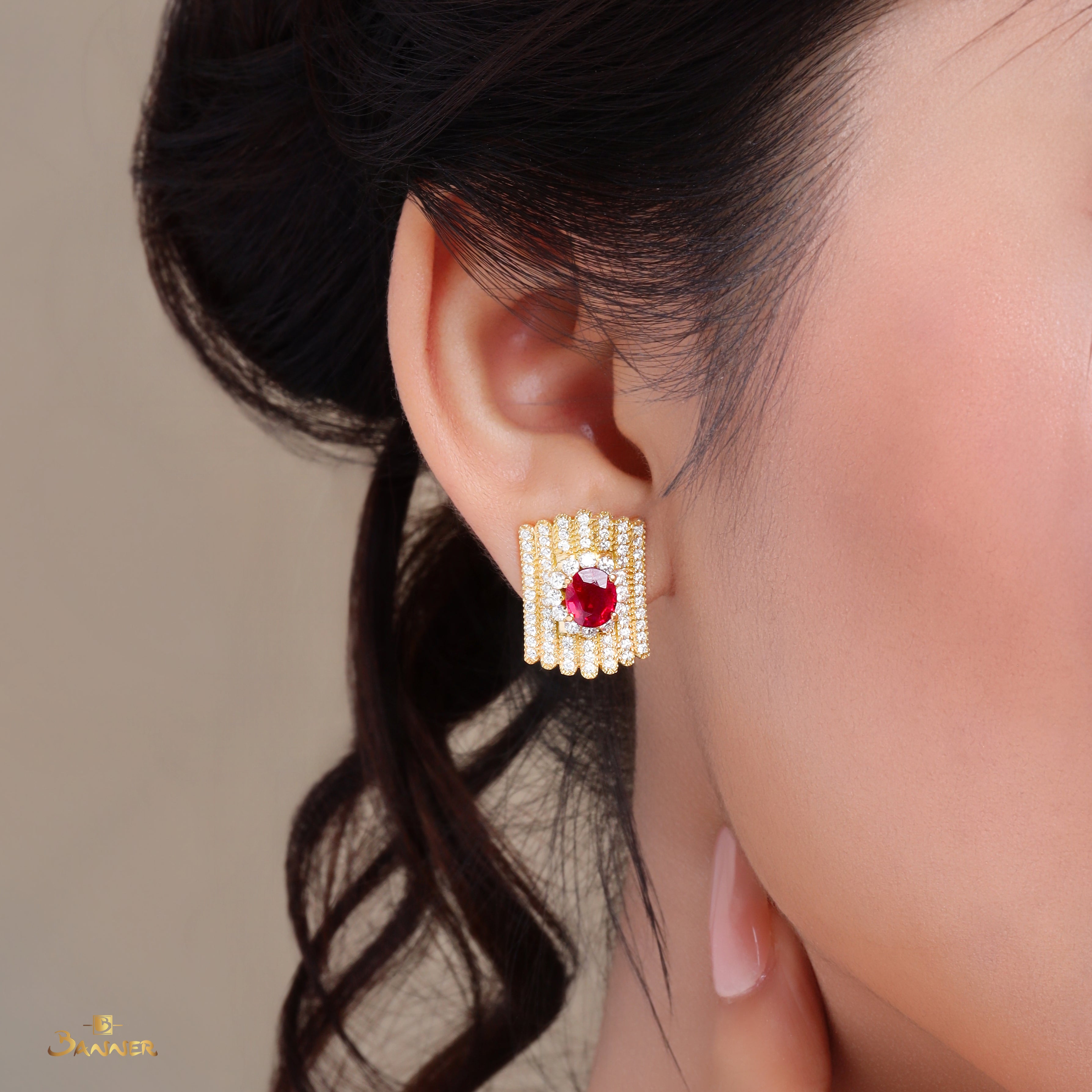 Ruby and Diamond Earrings
