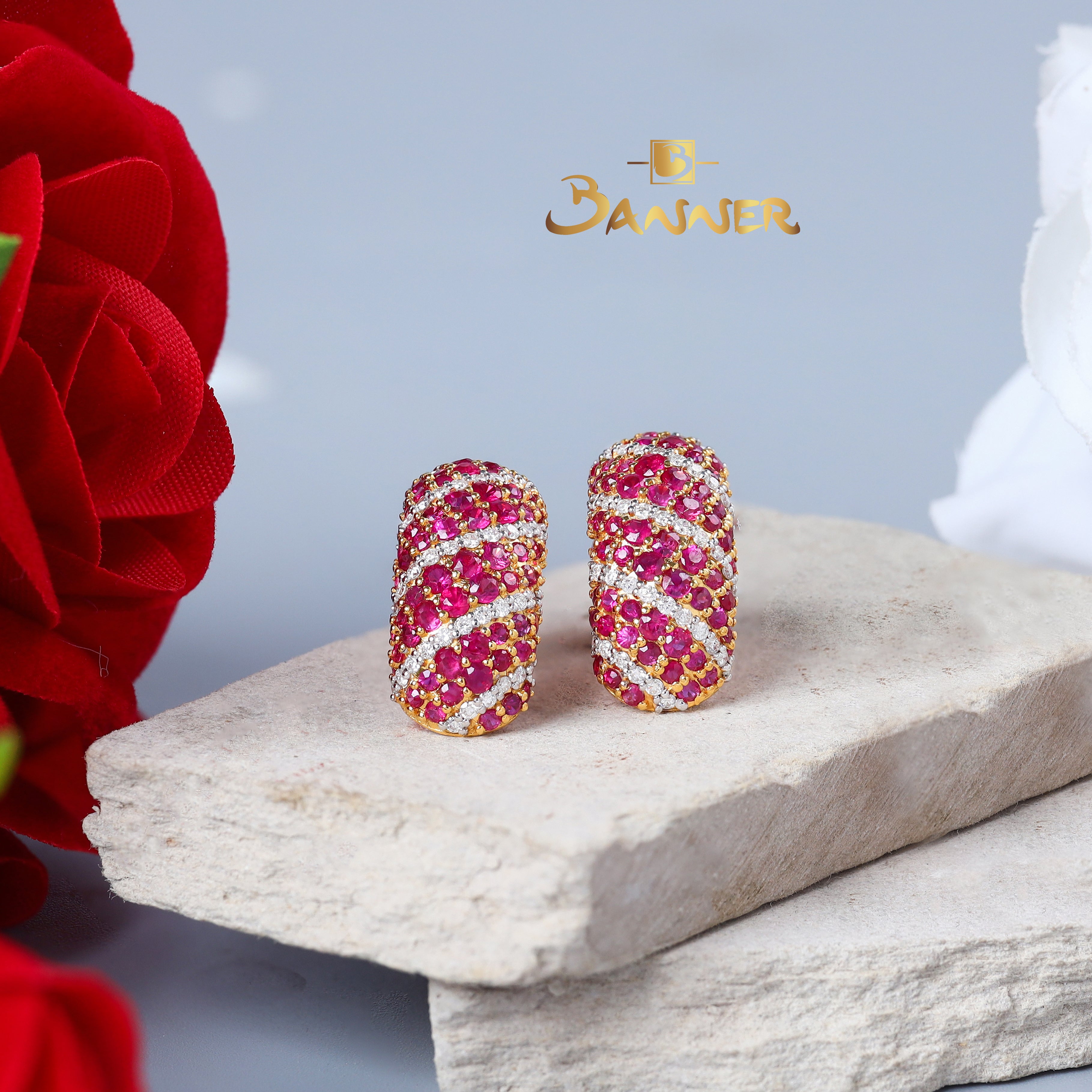Ruby and Diamond Pave Earrings