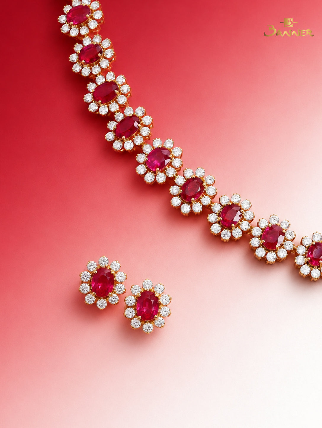 Natural Ruby and Diamond Daisy Earrings