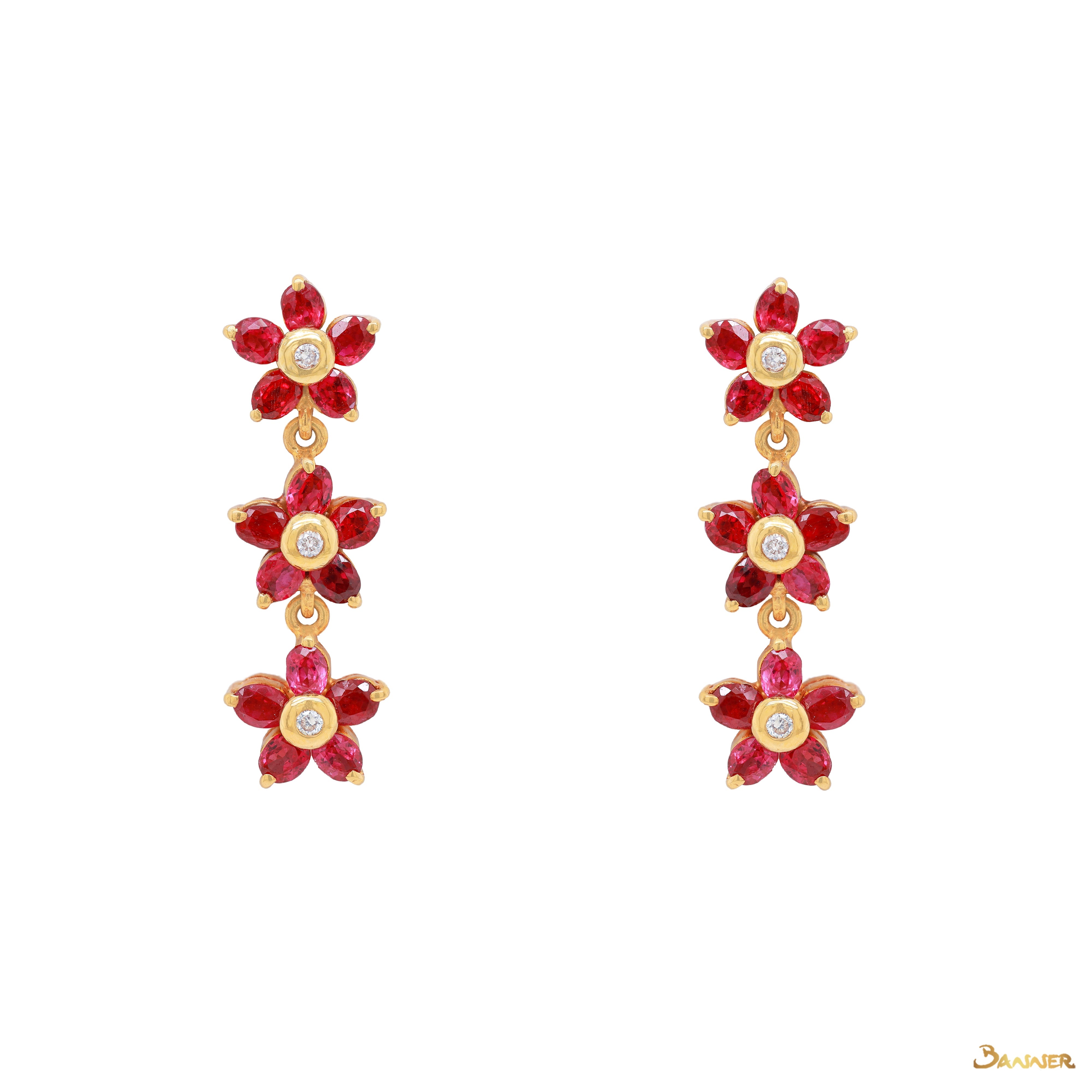 Ruby and Diamond Pan Tone- Sint Earrings