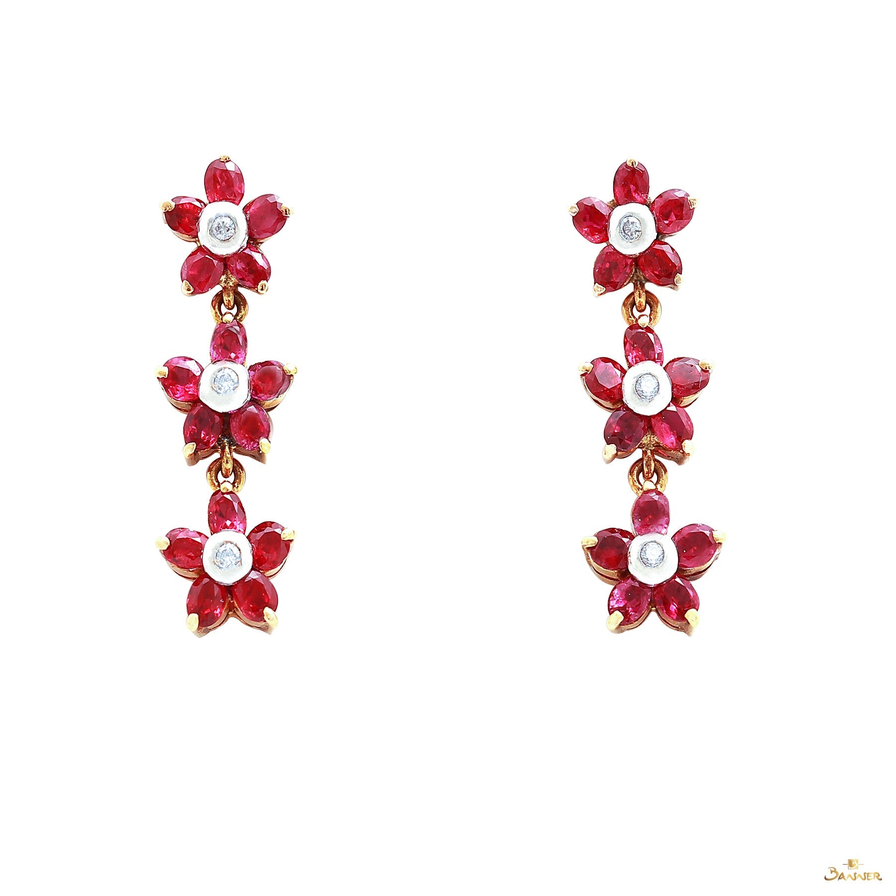 Ruby and Diamond Pan Tone- Sint Earrings